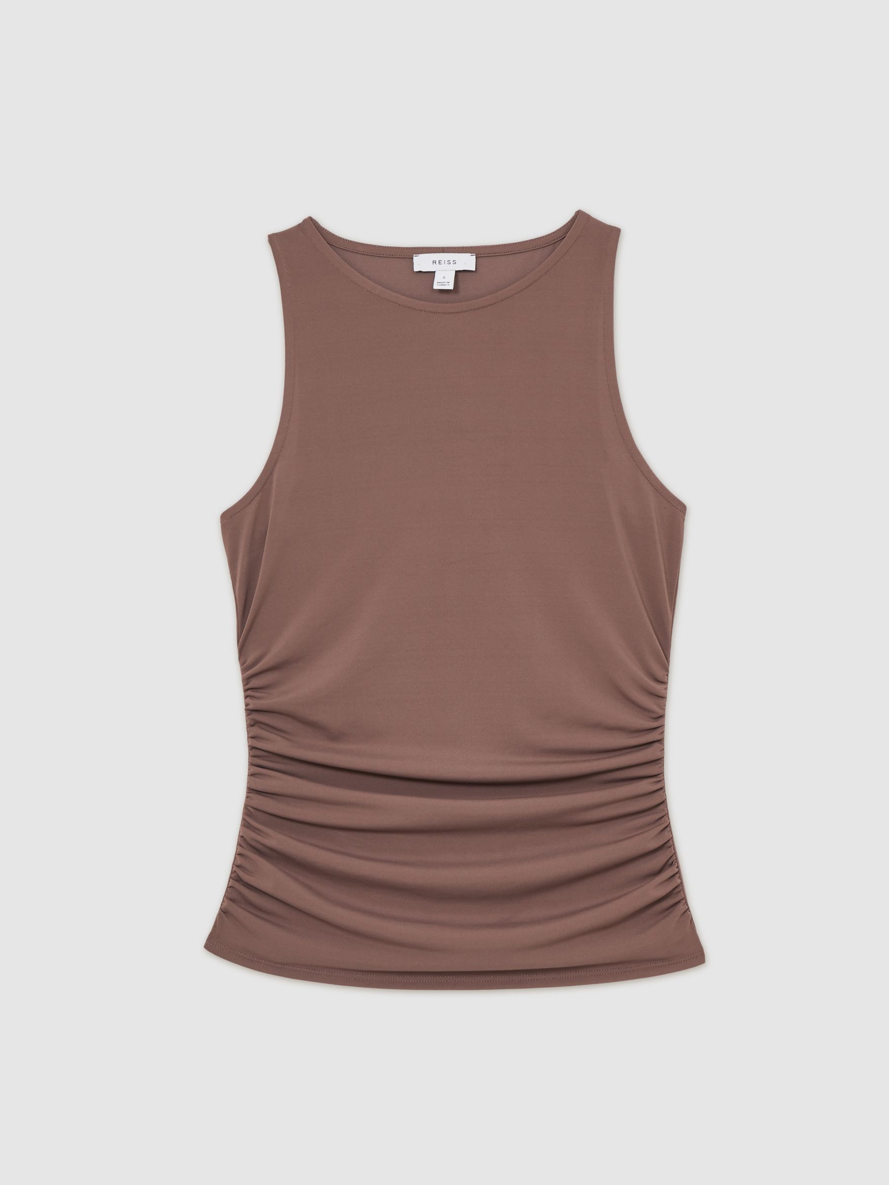 Ruched-Side Jersey Top in Mink - Image 2 of 6