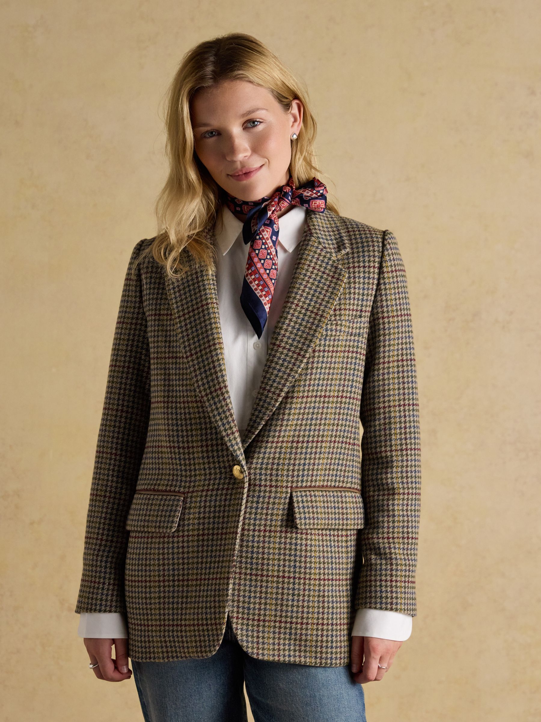 Hackmore Grey Check Relaxed Fit Tweed Blazer With Wool - Image 1 of 14