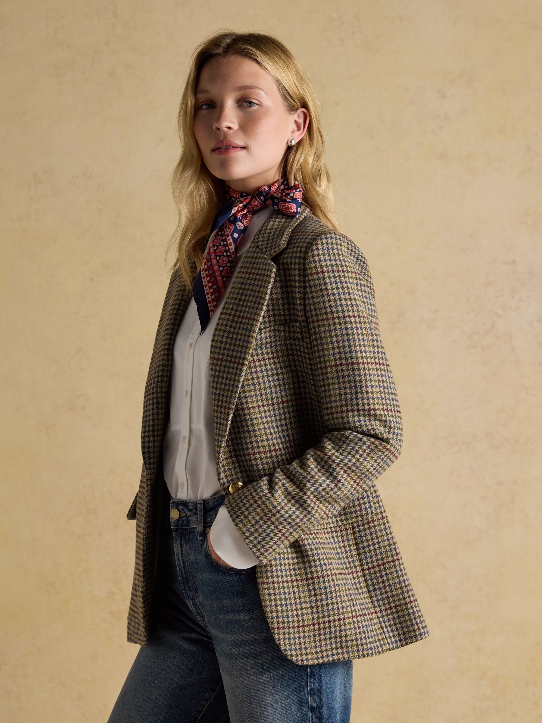 Hackmore Grey Check Relaxed Fit Tweed Blazer With Wool - Image 3 of 14