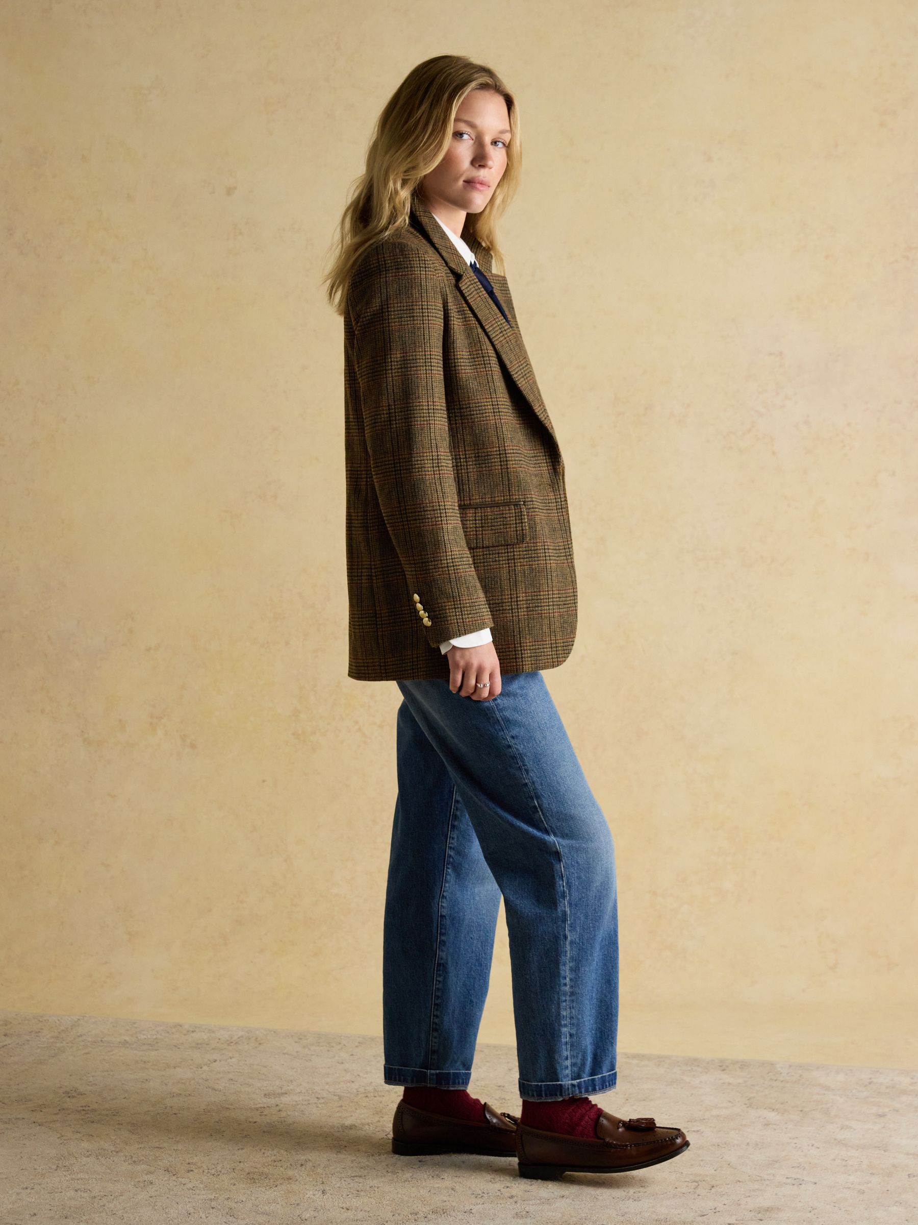 Hackmore Brown Check Relaxed Fit Tweed Blazer With Wool - Image 3 of 12