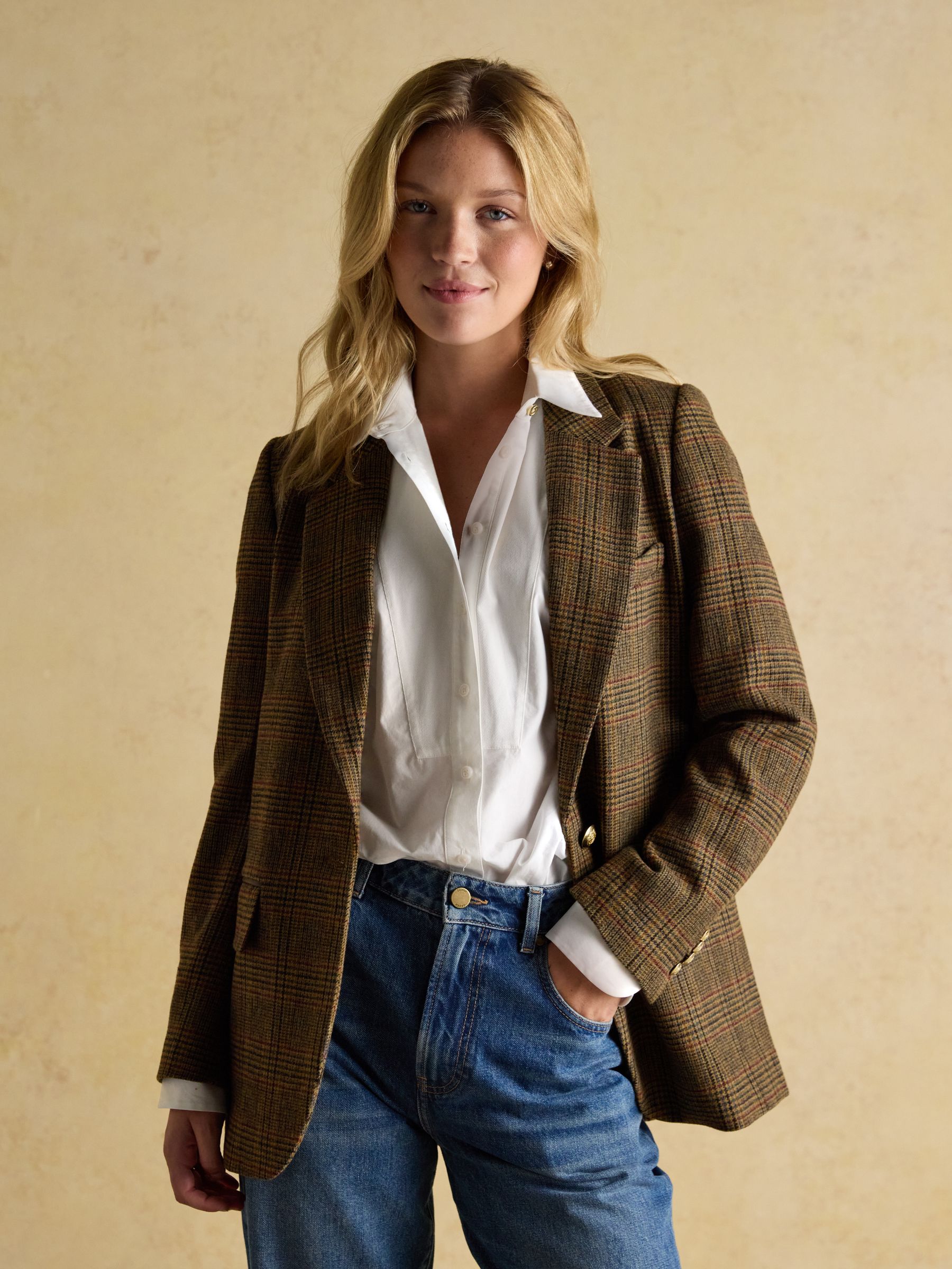 Hackmore Brown Check Relaxed Fit Tweed Blazer With Wool - Image 4 of 12