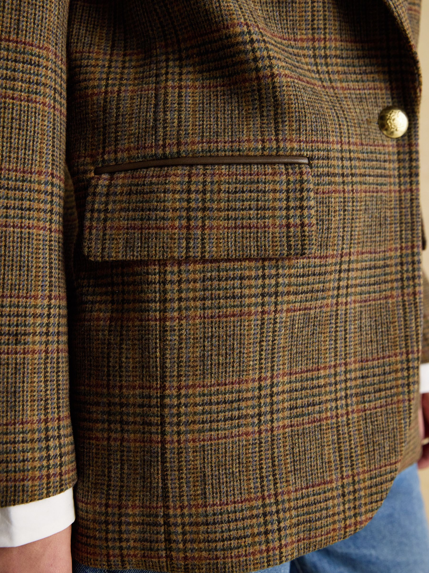 Hackmore Brown Check Relaxed Fit Tweed Blazer With Wool - Image 7 of 12