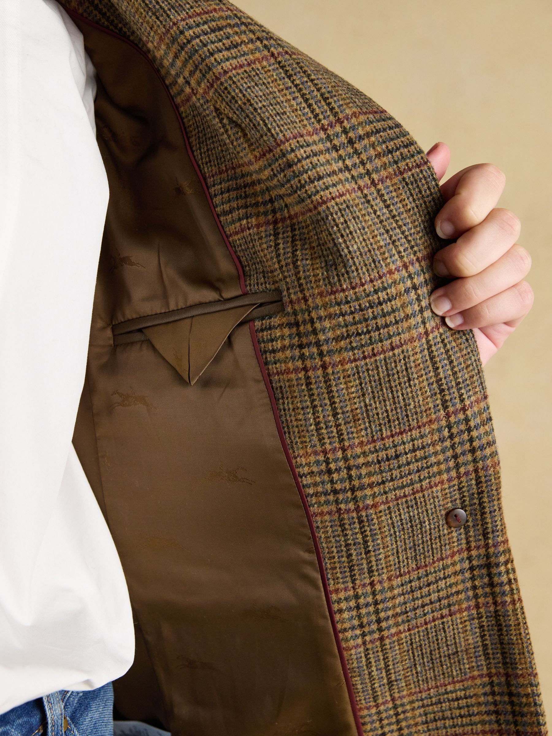 Hackmore Brown Check Relaxed Fit Tweed Blazer With Wool - Image 9 of 12