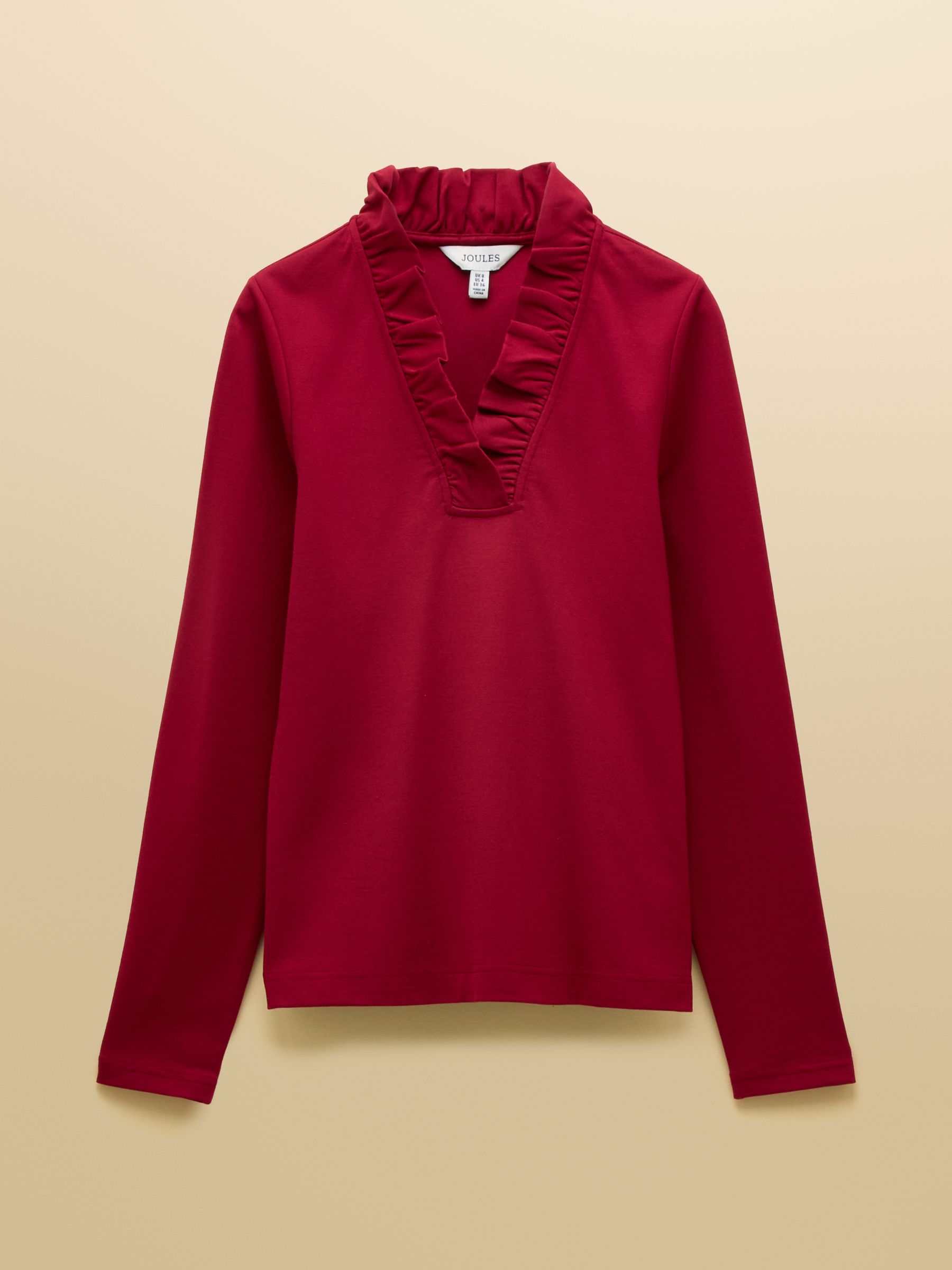 Heidi Red Frill Neck Jersey Fitted Top - Image 6 of 6