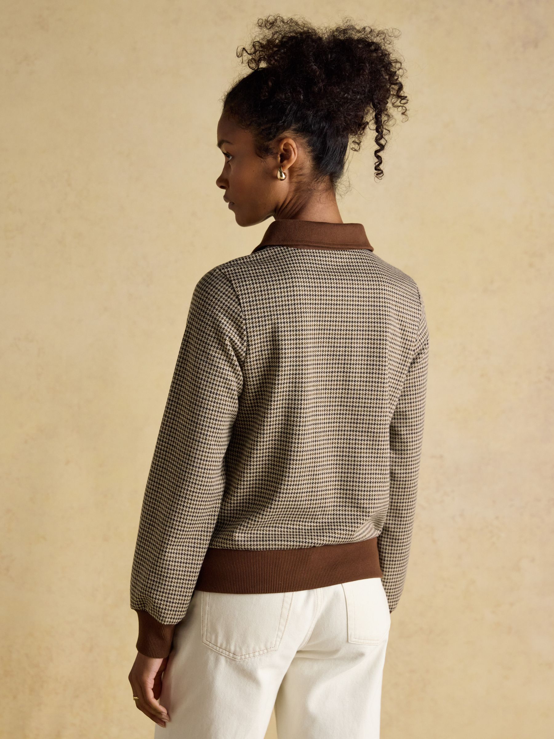 Laurel Houndstooth Check Long Sleeve Rib Top - Image 4 of 12