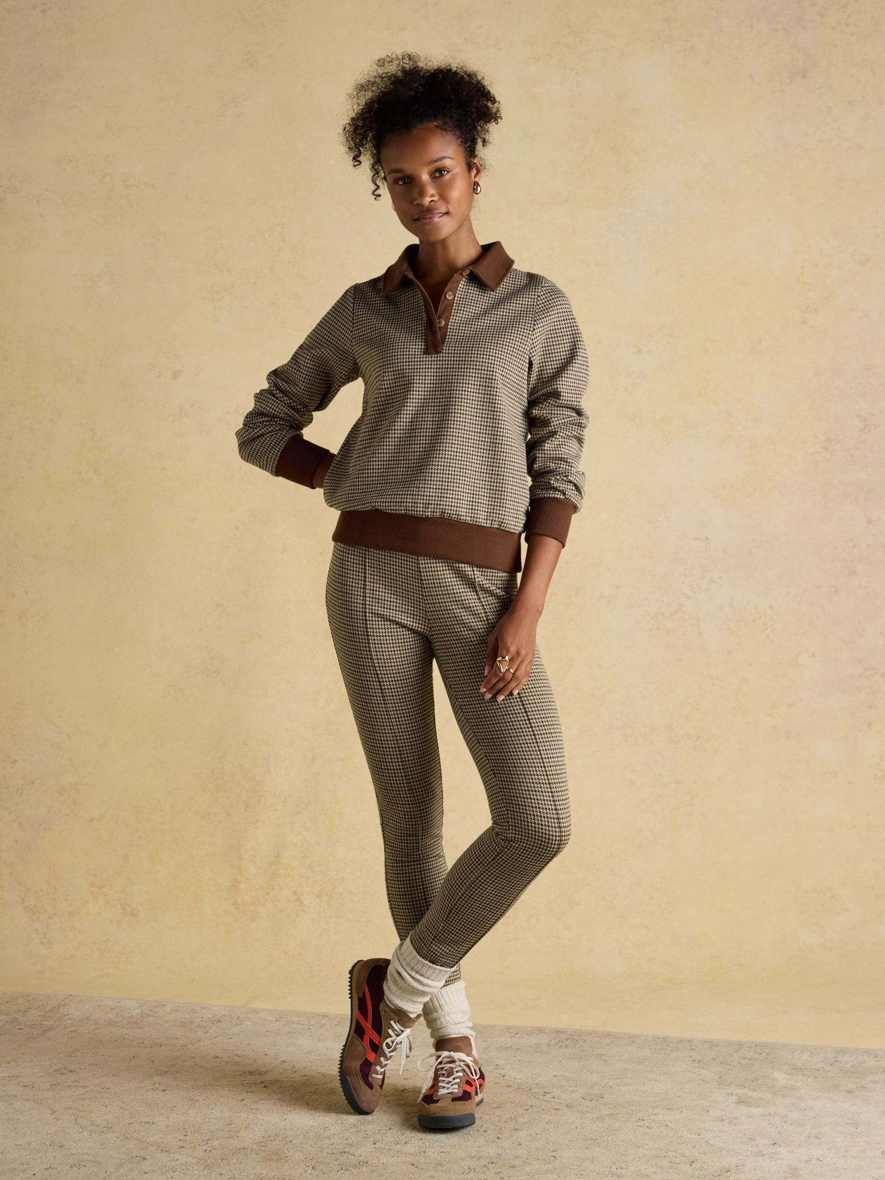 Laurel Houndstooth Check Long Sleeve Rib Top - Image 5 of 12