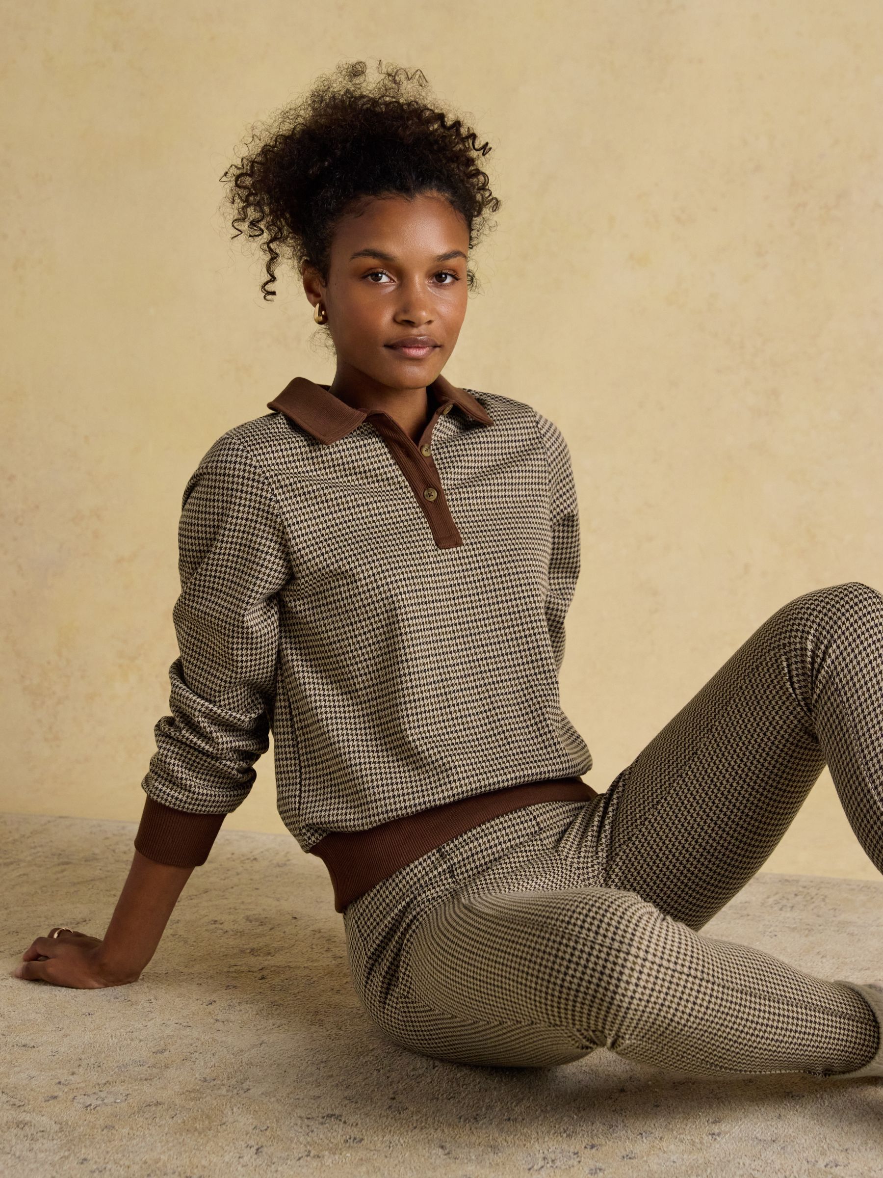 Laurel Houndstooth Check Long Sleeve Rib Top - Image 6 of 12