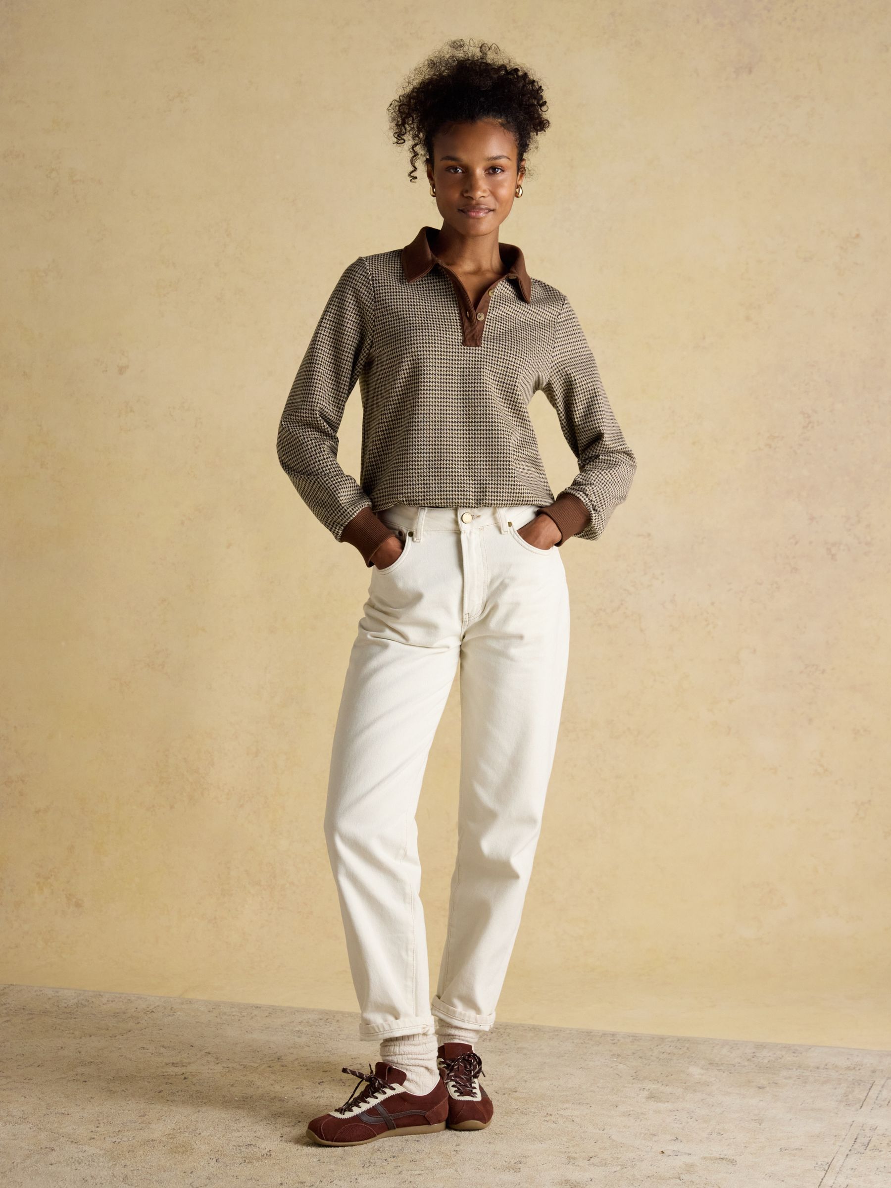 Laurel Houndstooth Check Long Sleeve Rib Top - Image 7 of 12