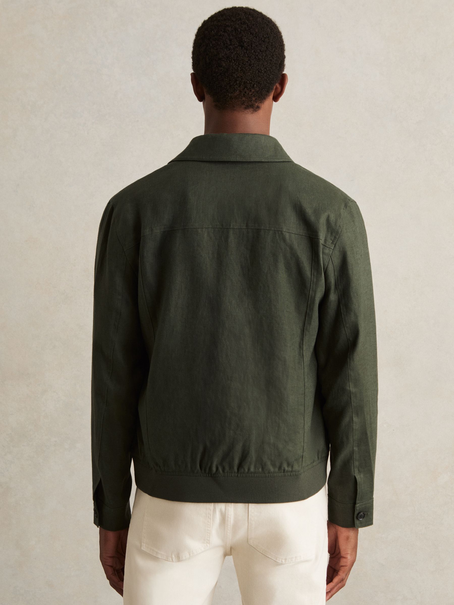 Linen Four-Pocket Jacket in Khaki Green - Image 5 of 7