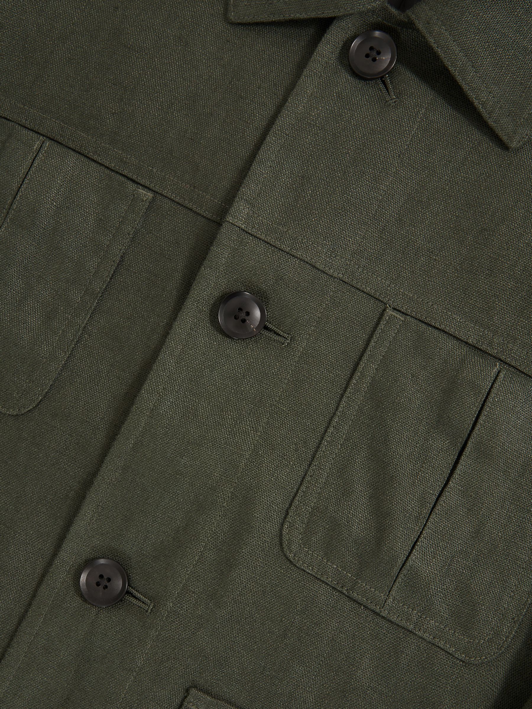 Linen Four-Pocket Jacket in Khaki Green - Image 7 of 7