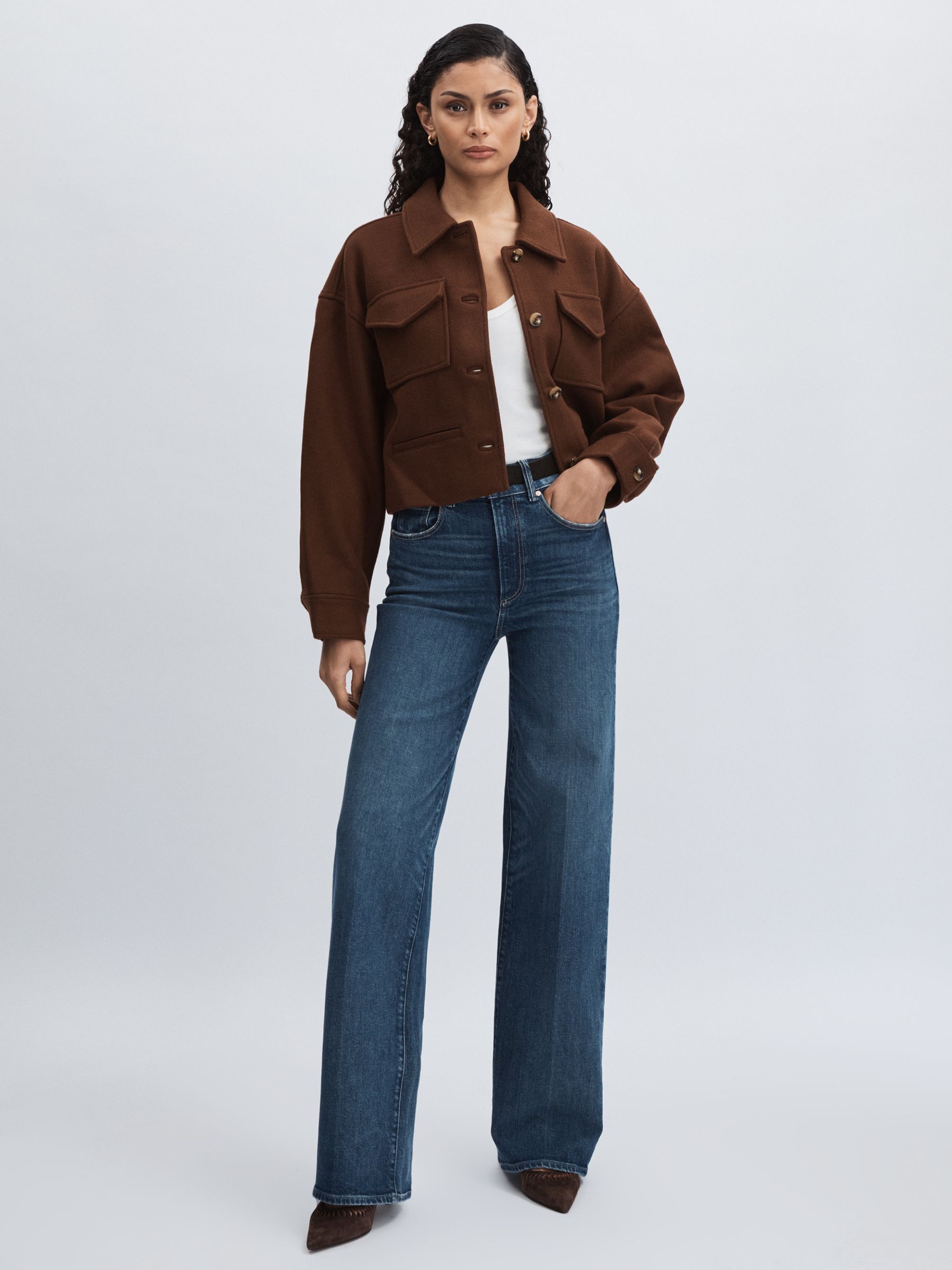 Paige High Rise Wide Leg Jeans in Boogie Blue - Image 3 of 6
