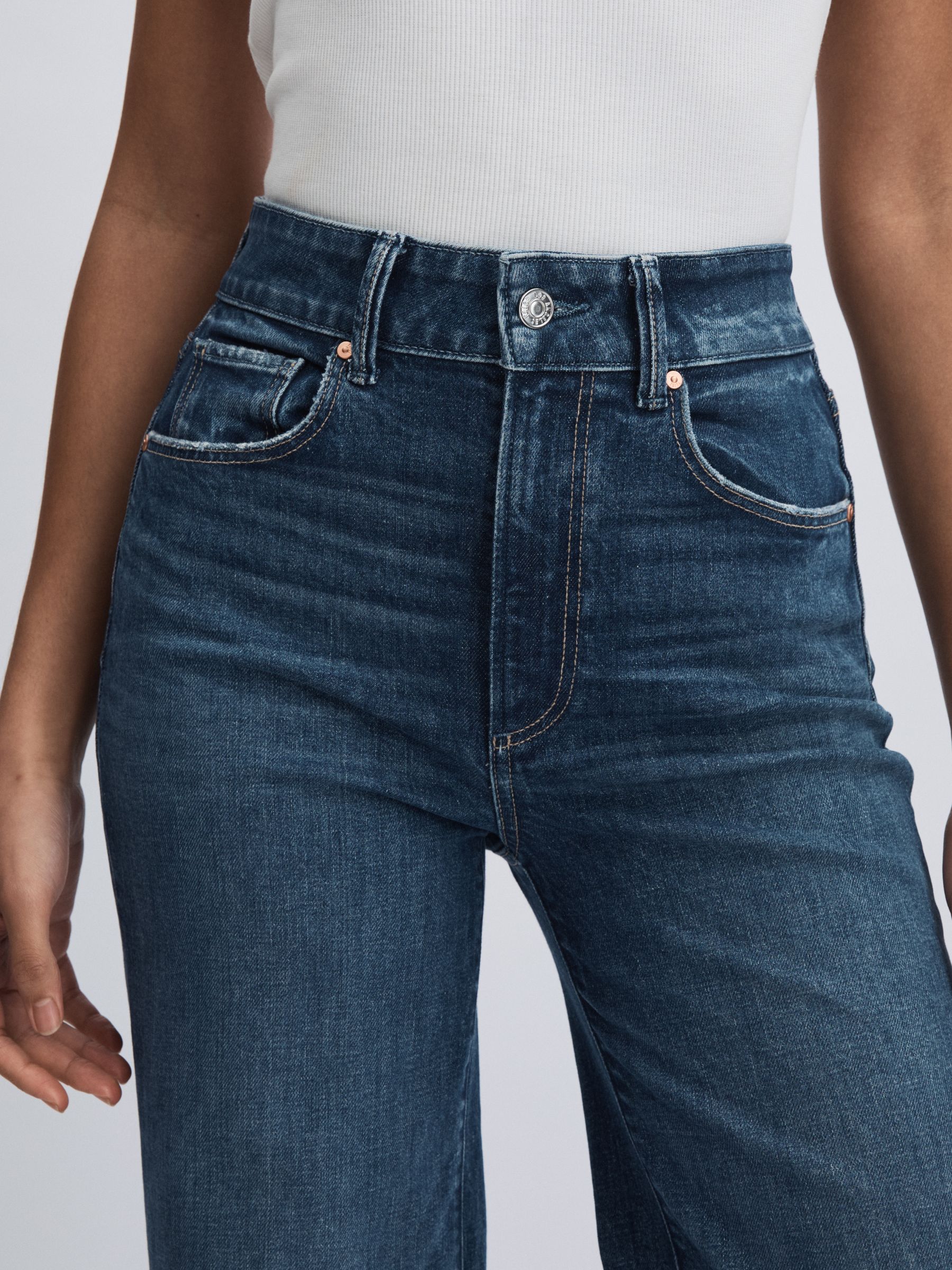 Paige High Rise Wide Leg Jeans in Boogie Blue - Image 4 of 6