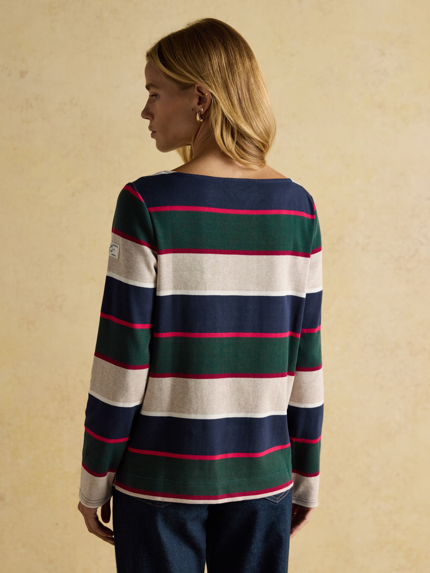 Harbour Navy & Green Boat Neck 100% Cotton Breton Top - Image 2 of 10