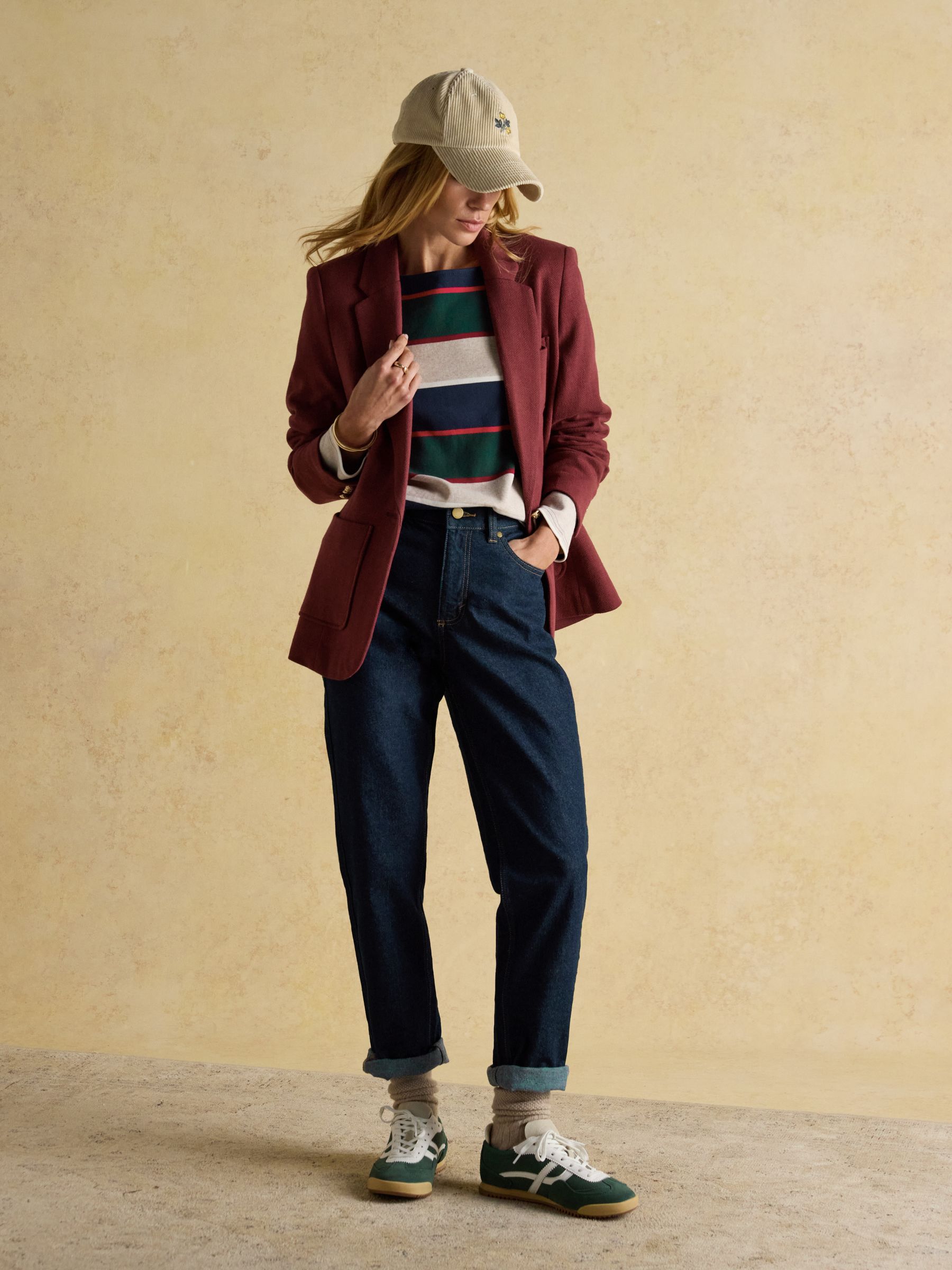 Harbour Navy & Green Boat Neck 100% Cotton Breton Top - Image 7 of 10