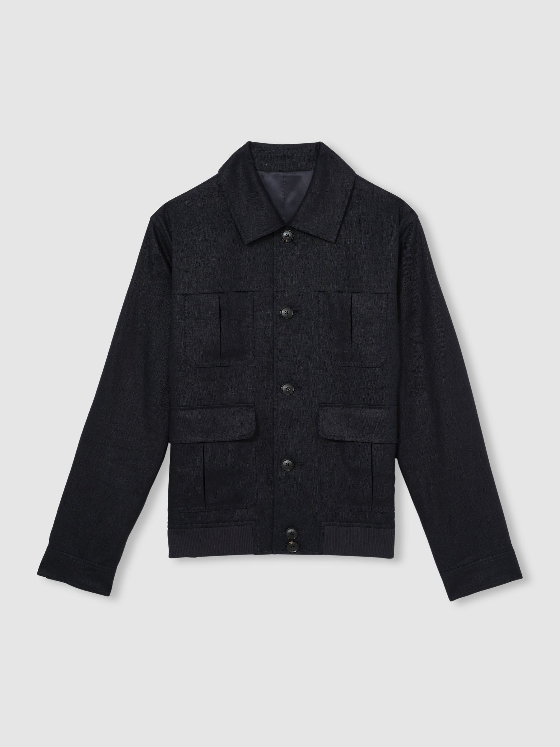 Linen Four-Pocket Jacket in Navy - Image 2 of 7