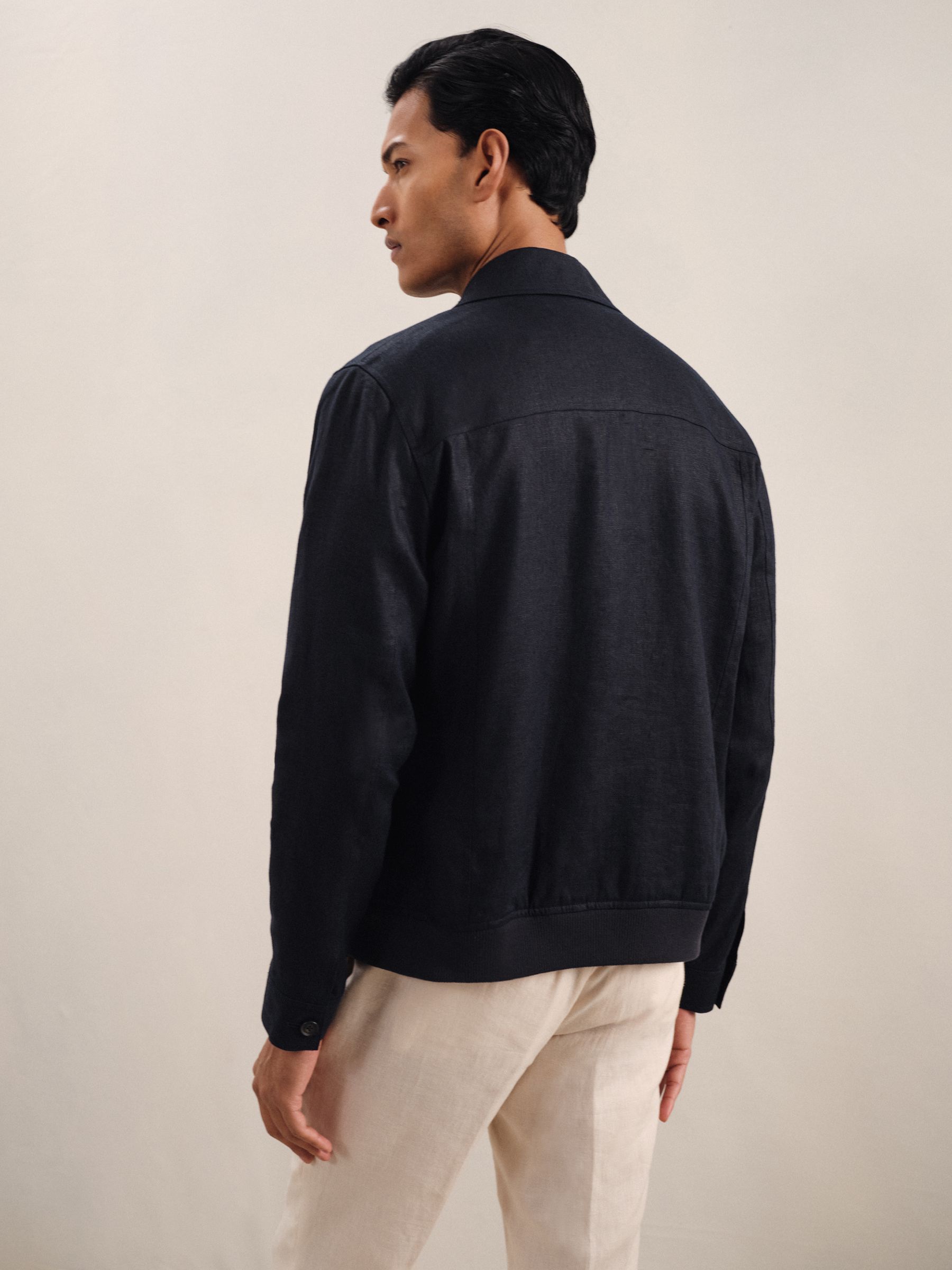 Linen Four-Pocket Jacket in Navy - Image 6 of 7