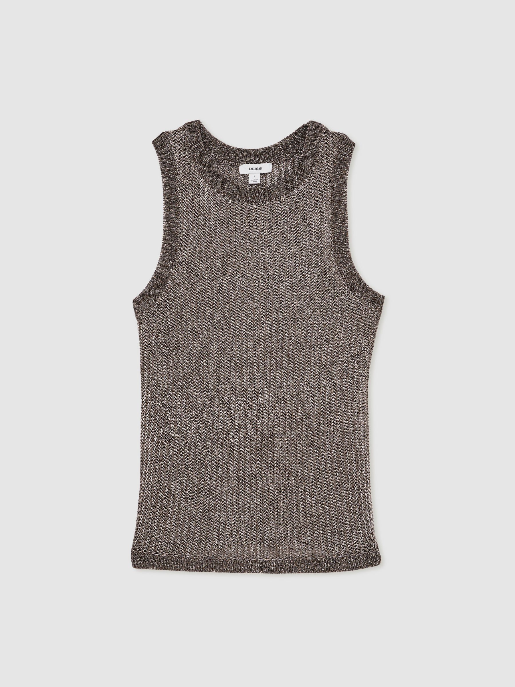 Metallic Knit Vest in Gunmetal - Image 2 of 6