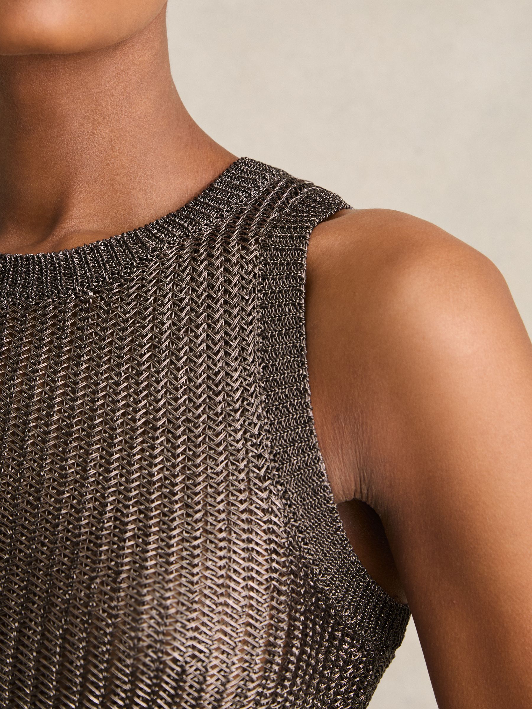 Metallic Knit Vest in Gunmetal - Image 4 of 6