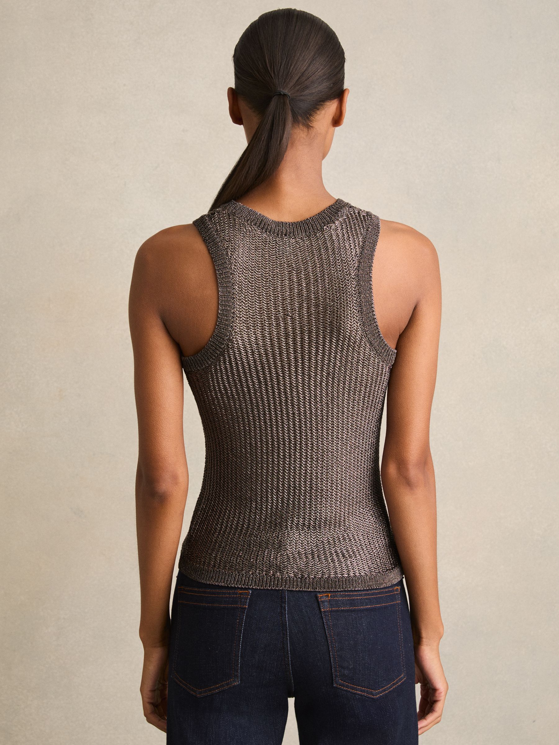 Metallic Knit Vest in Gunmetal - Image 5 of 6