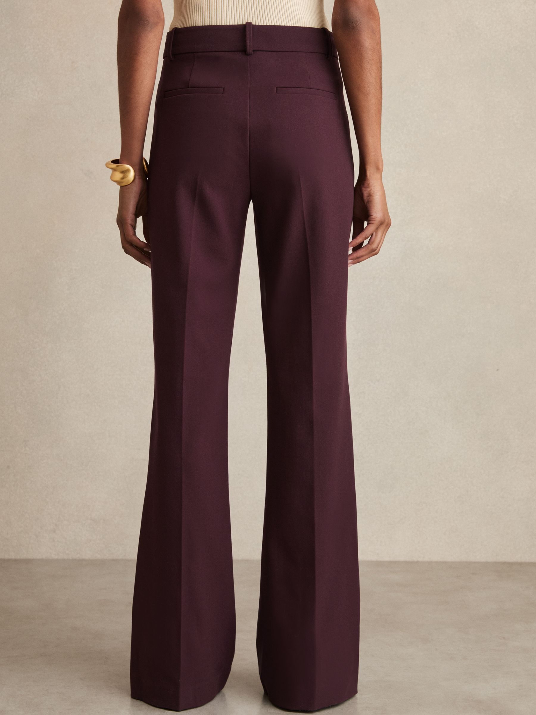 High Rise Flared Trousers in Burgundy - Image 5 of 6