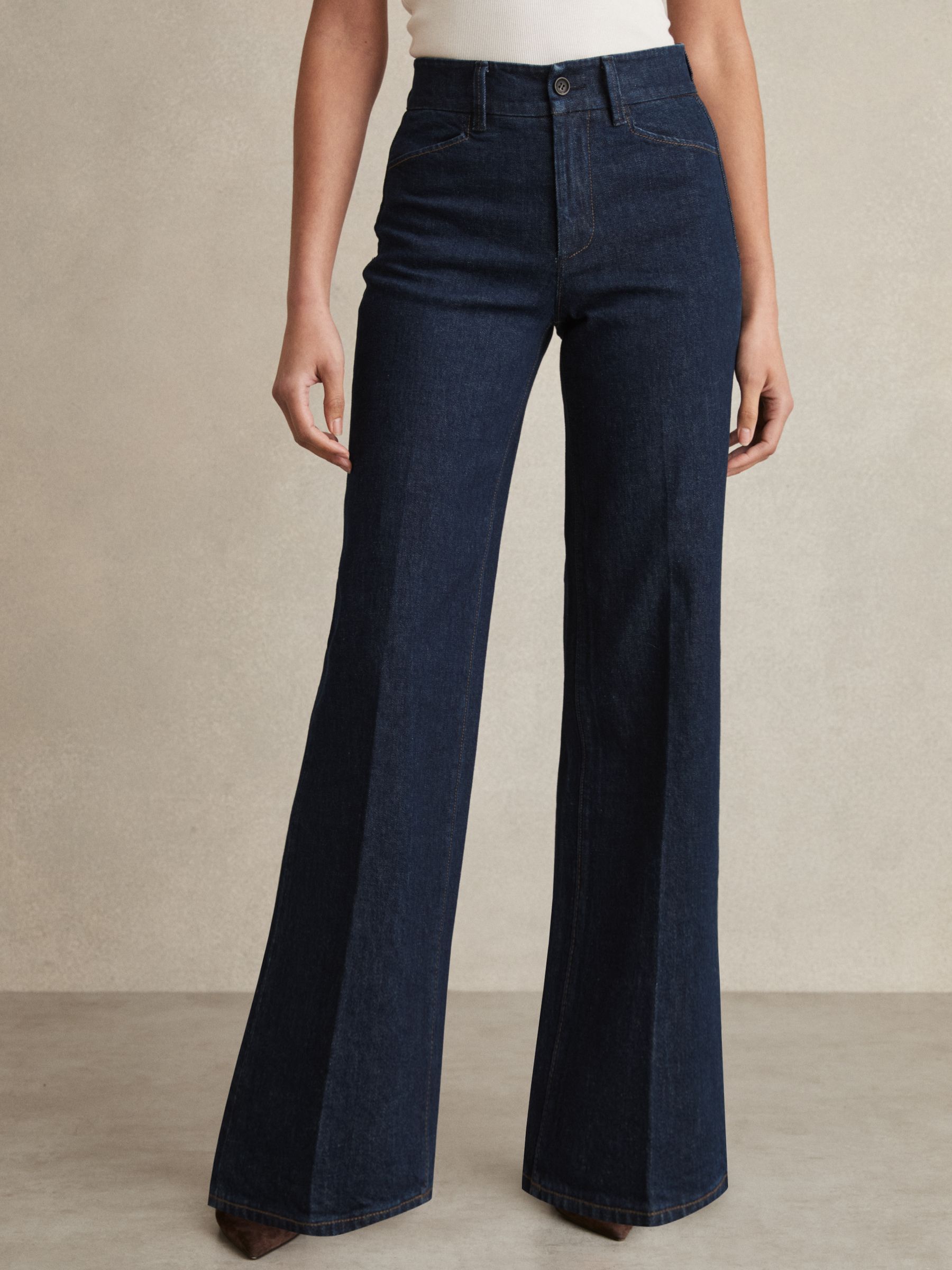 Paige Petite Wide-Leg Jeans in Dark Edinburgh Blue - Image 3 of 7