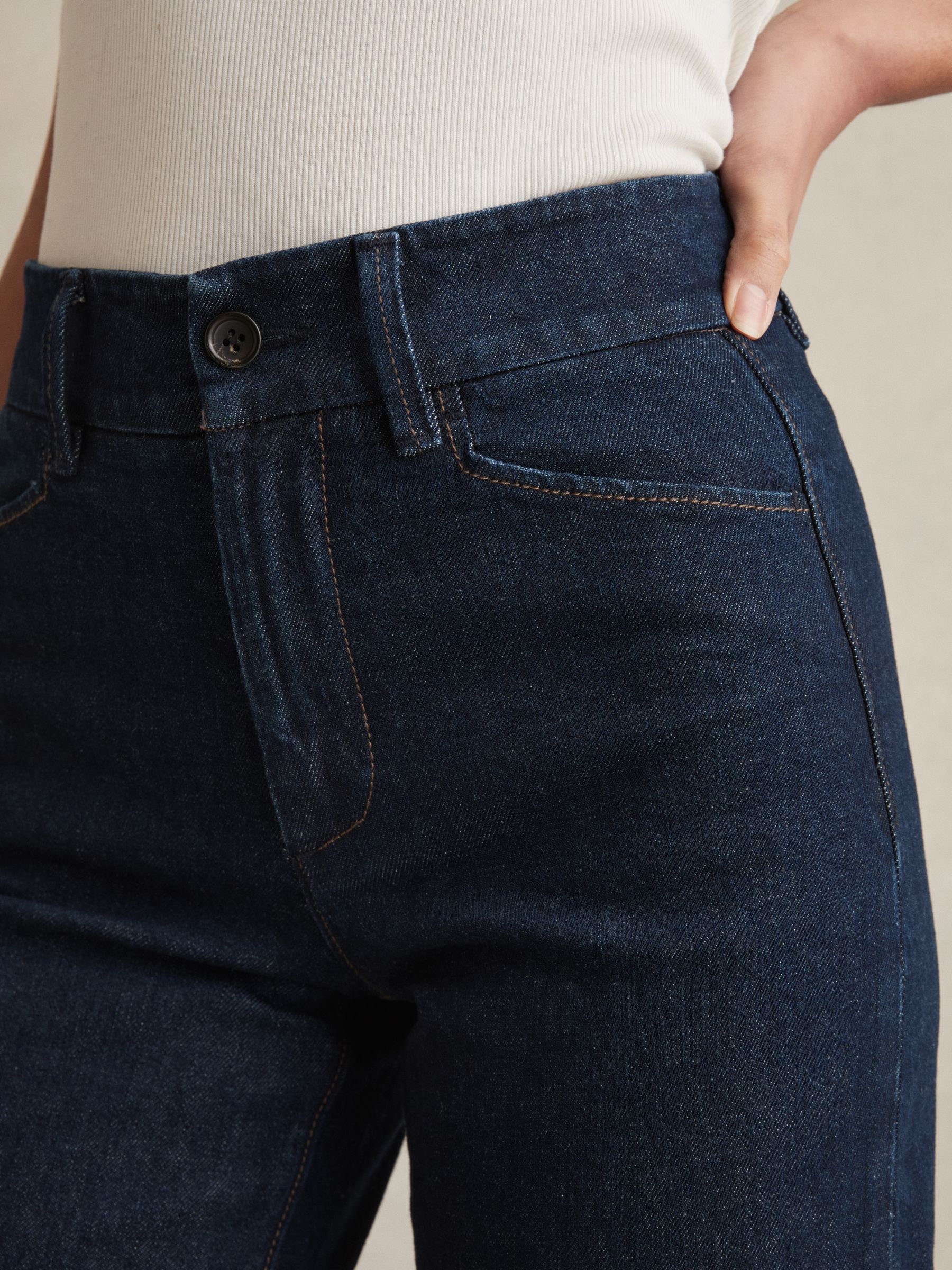 Paige Petite Wide-Leg Jeans in Dark Edinburgh Blue - Image 4 of 7