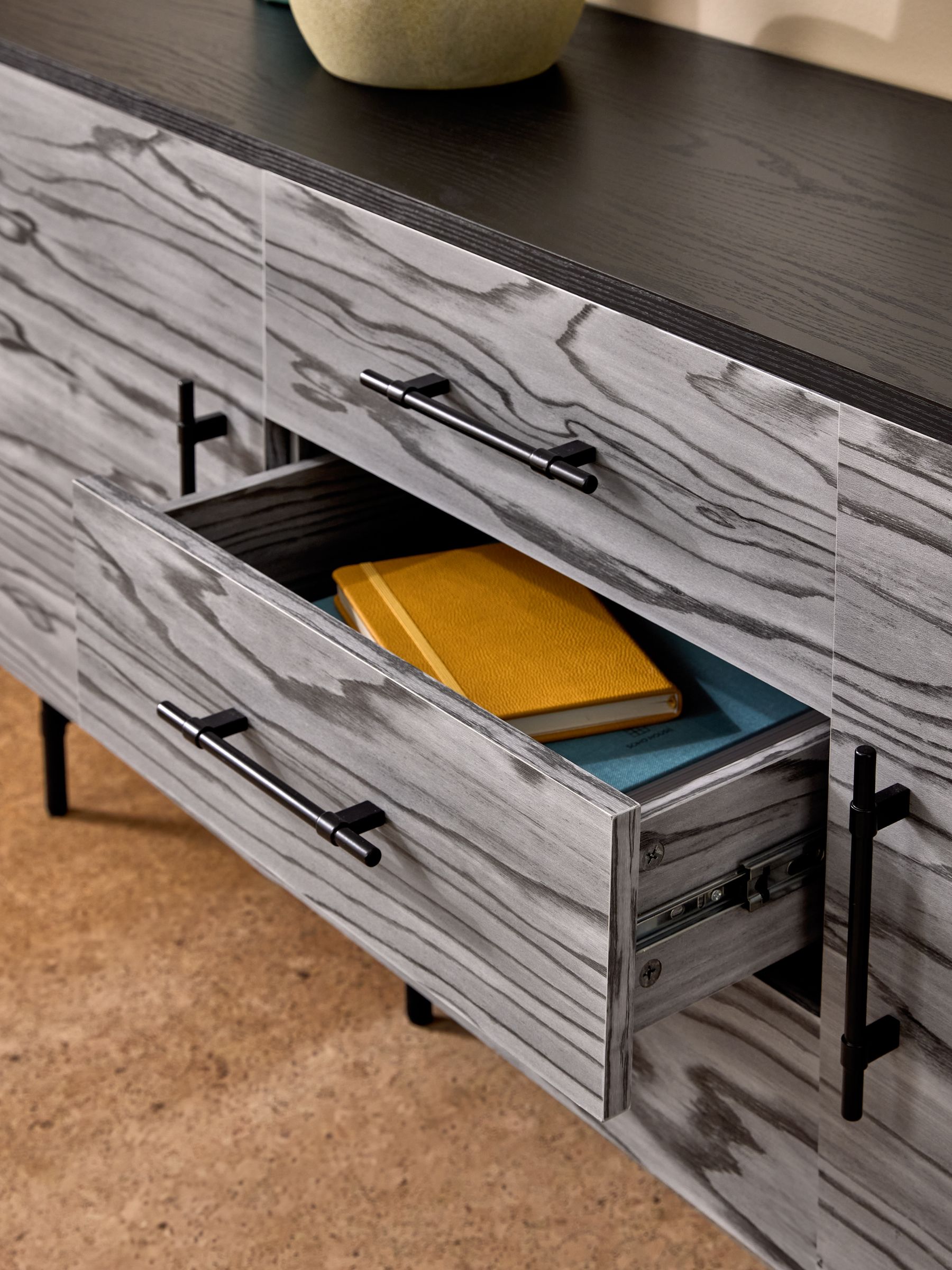 Zeke Large Sideboard in Grey Pine Effect - Image 3 of 5