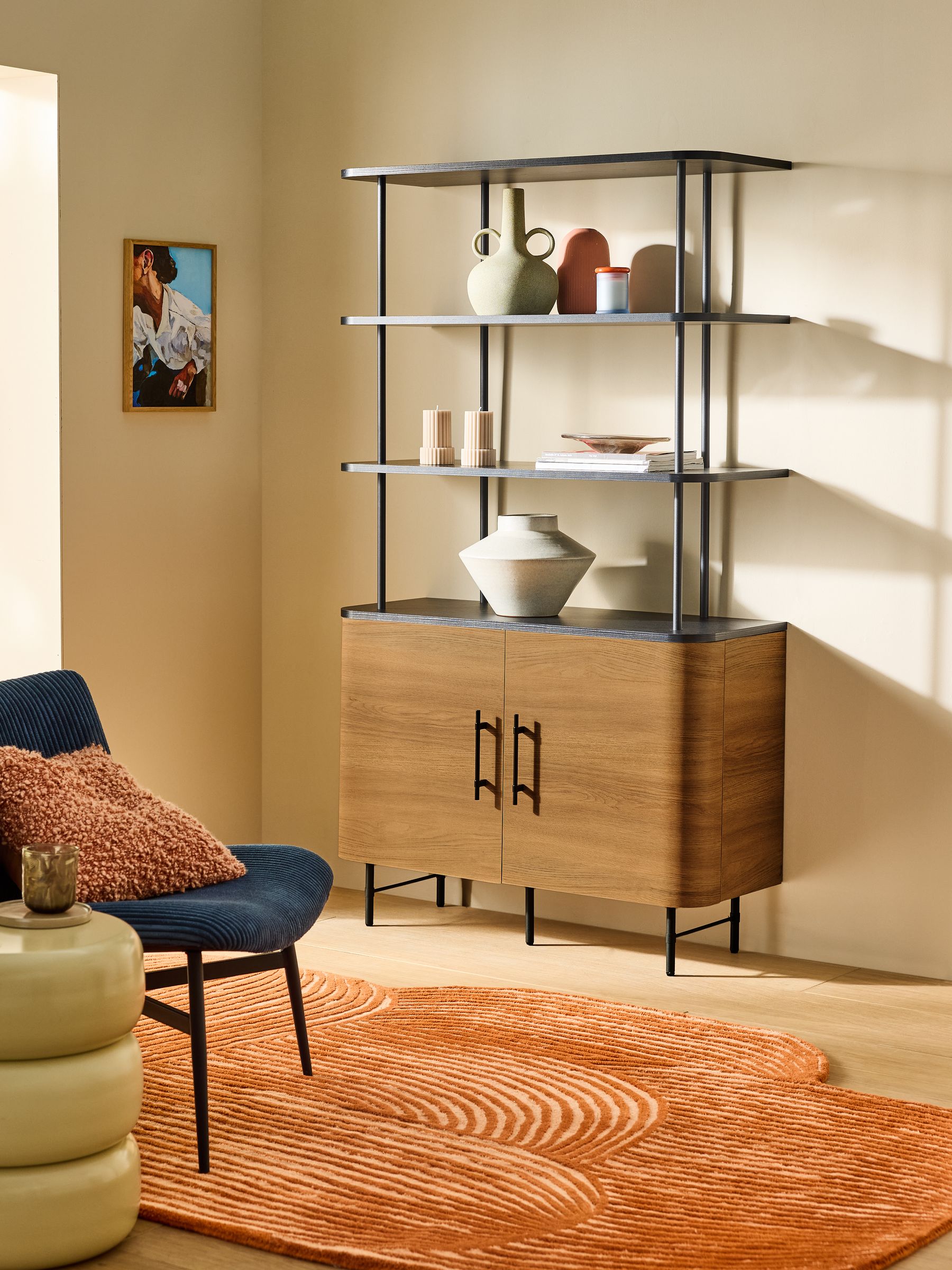Zeke Shelving Unit in Oak Effect - Image 1 of 5
