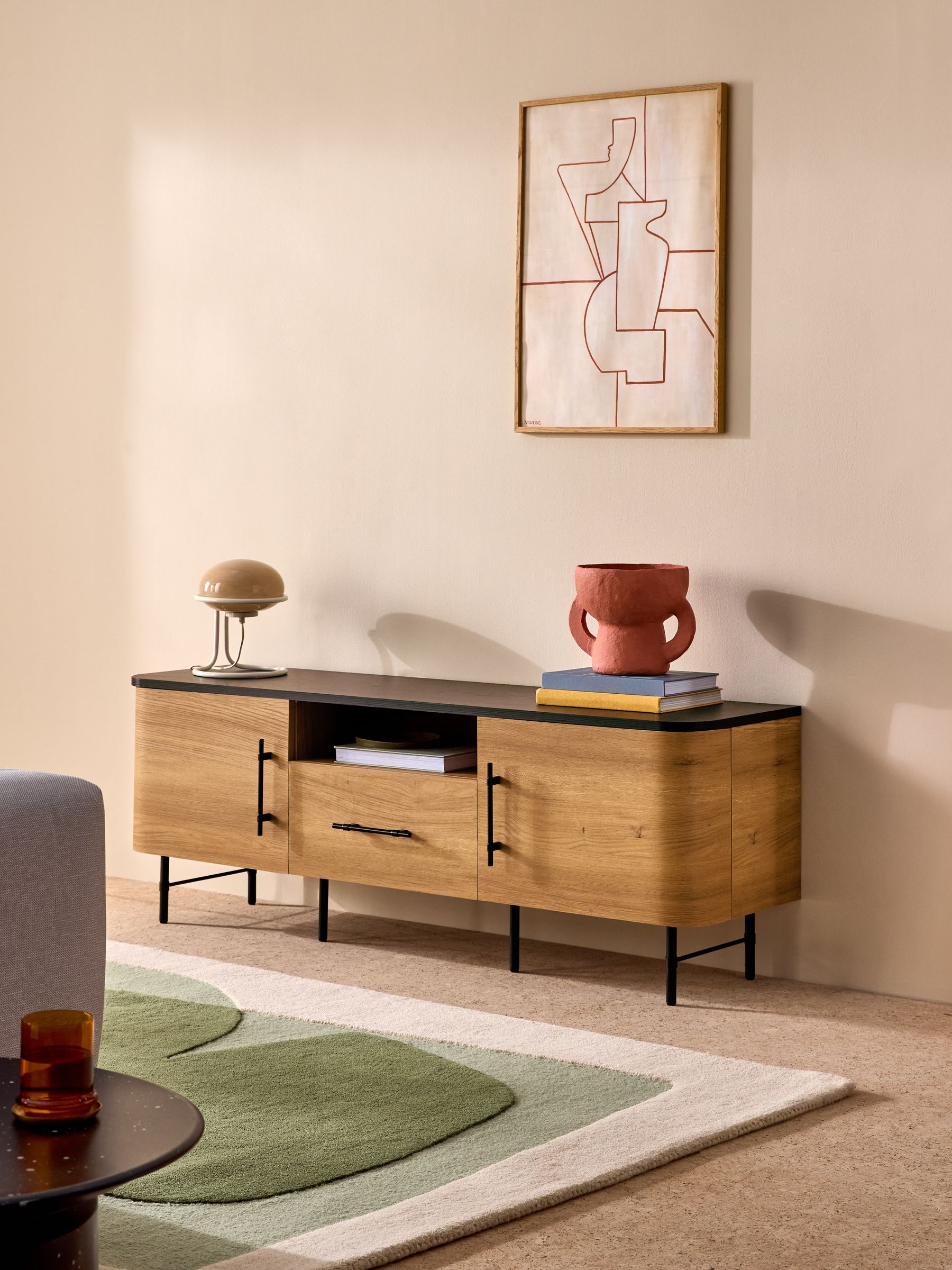 Zeke Wide Up to 58 Inch TV Unit in Oak Effect - Image 1 of 6