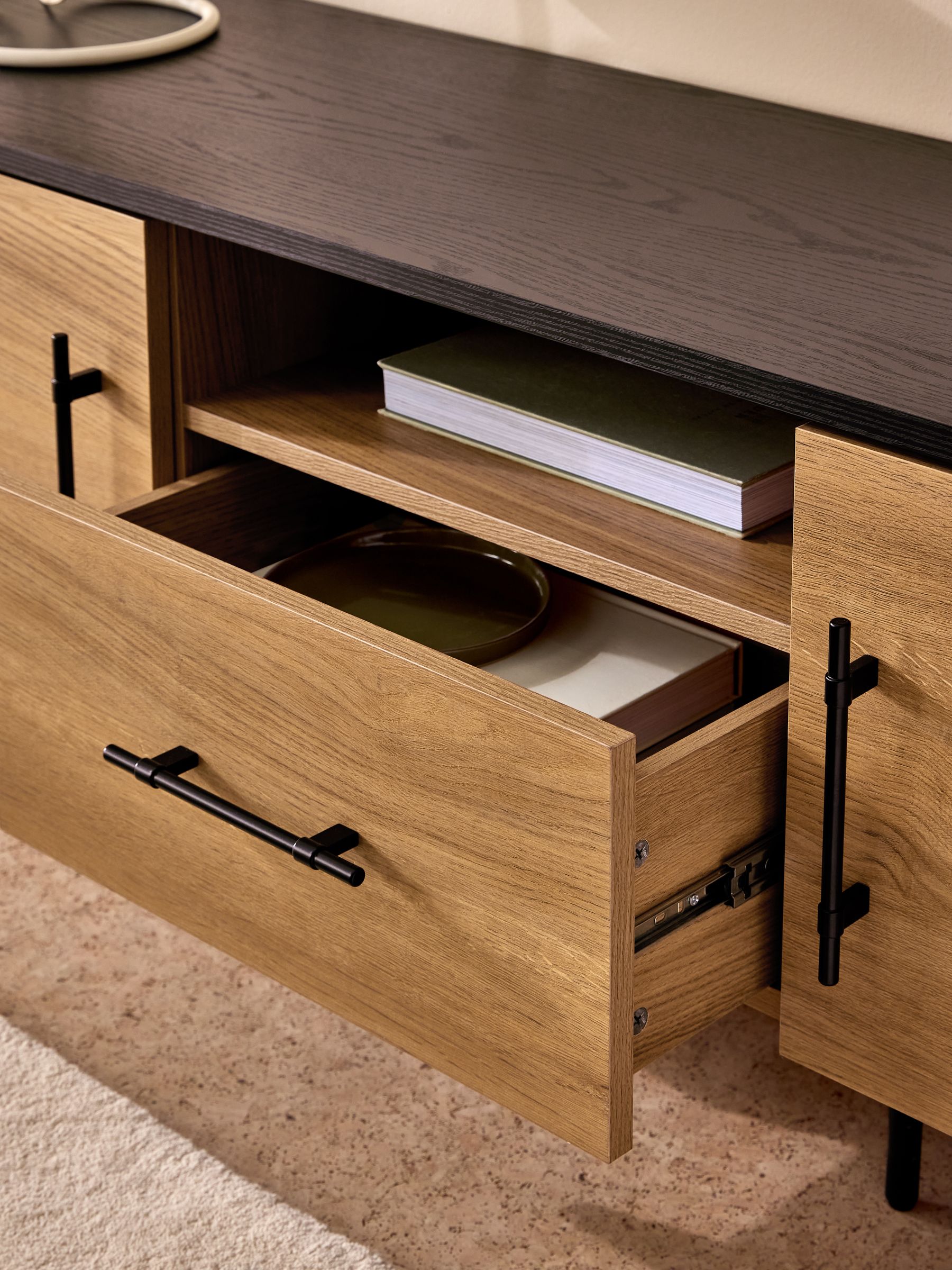 Zeke Wide Up to 58 Inch TV Unit in Oak Effect - Image 3 of 6