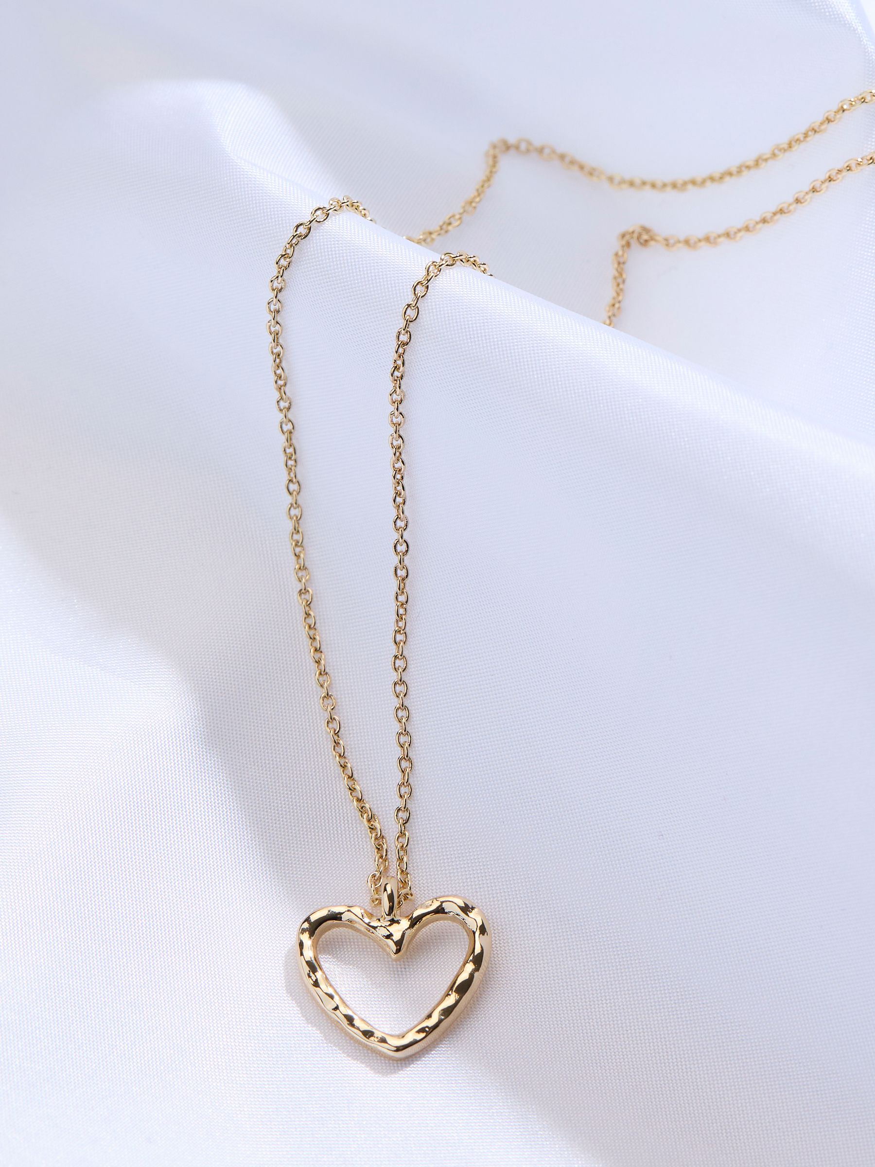 Gold Tone Hammered Heart Necklace - Image 2 of 2