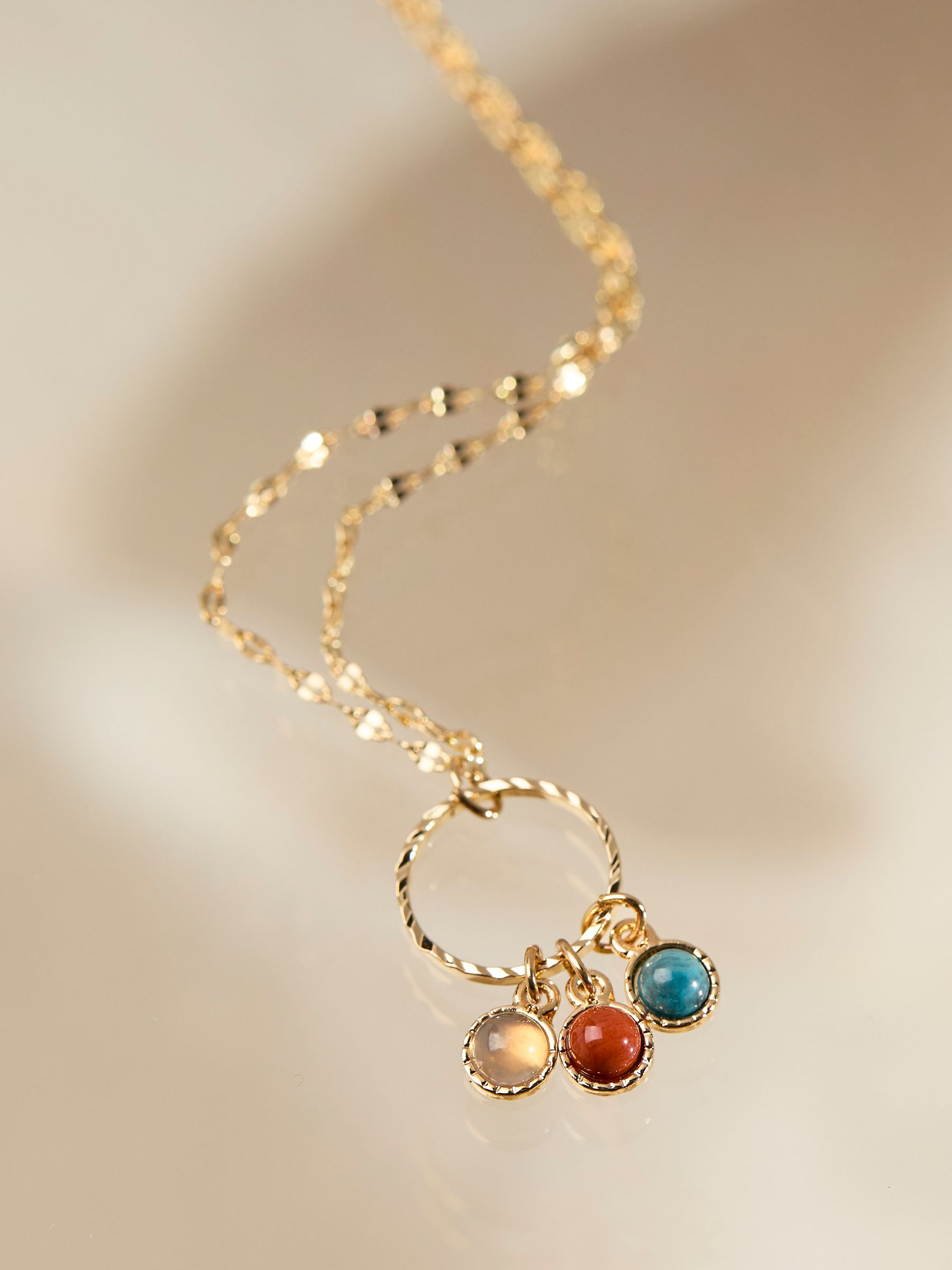 Gold Tone Trio Gem Necklace - Image 2 of 2