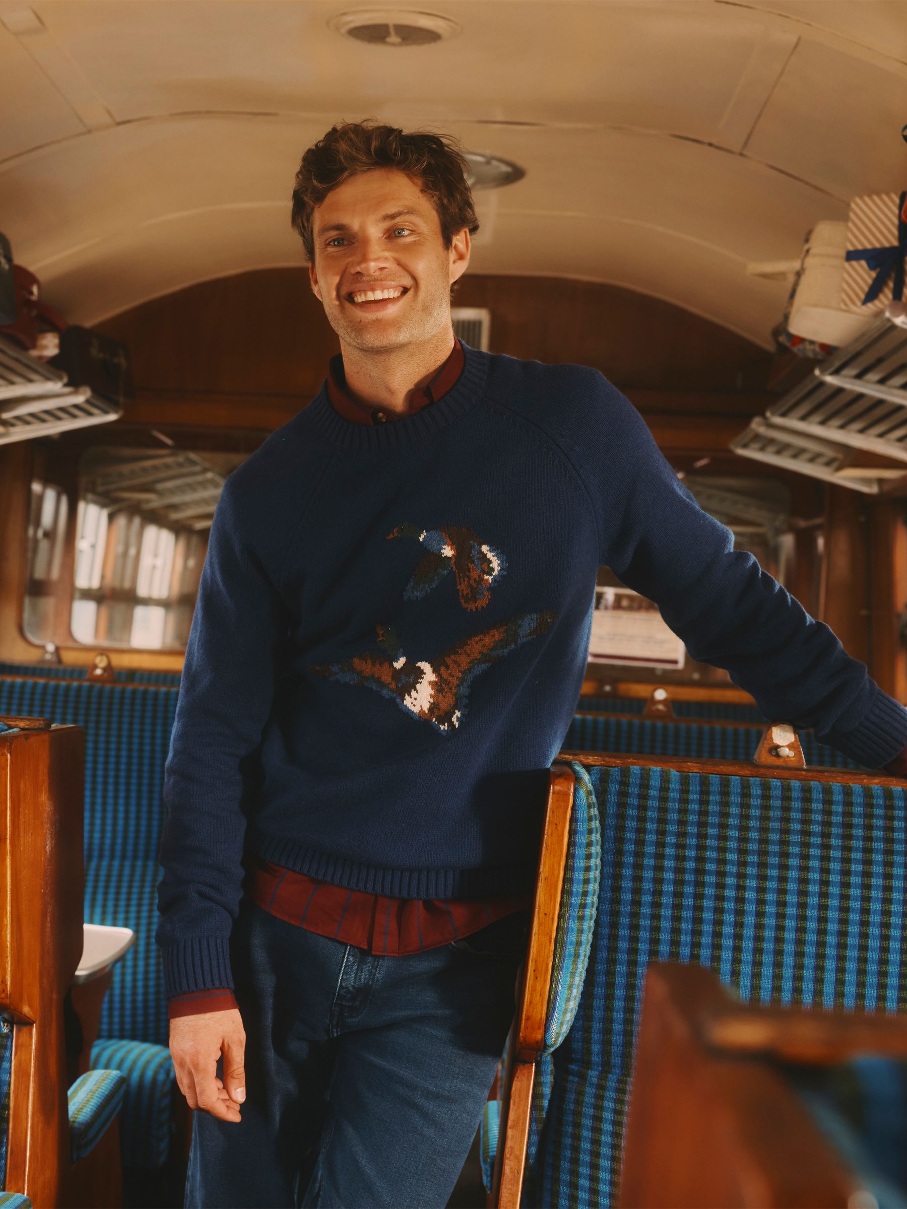 Duck Intarsia Blue Crew Neck Jumper - Image 1 of 10