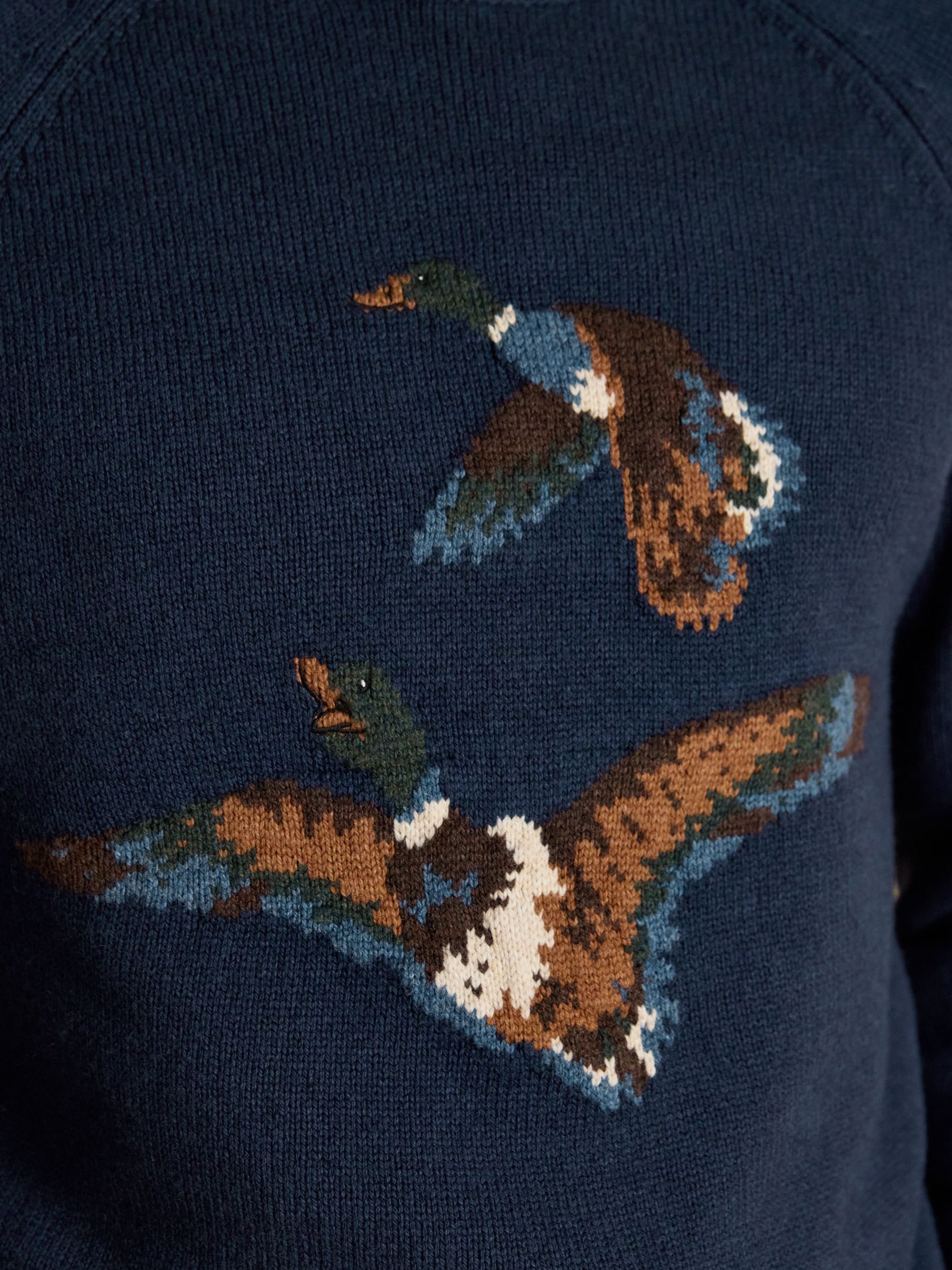 Duck Intarsia Blue Crew Neck Jumper | Joules