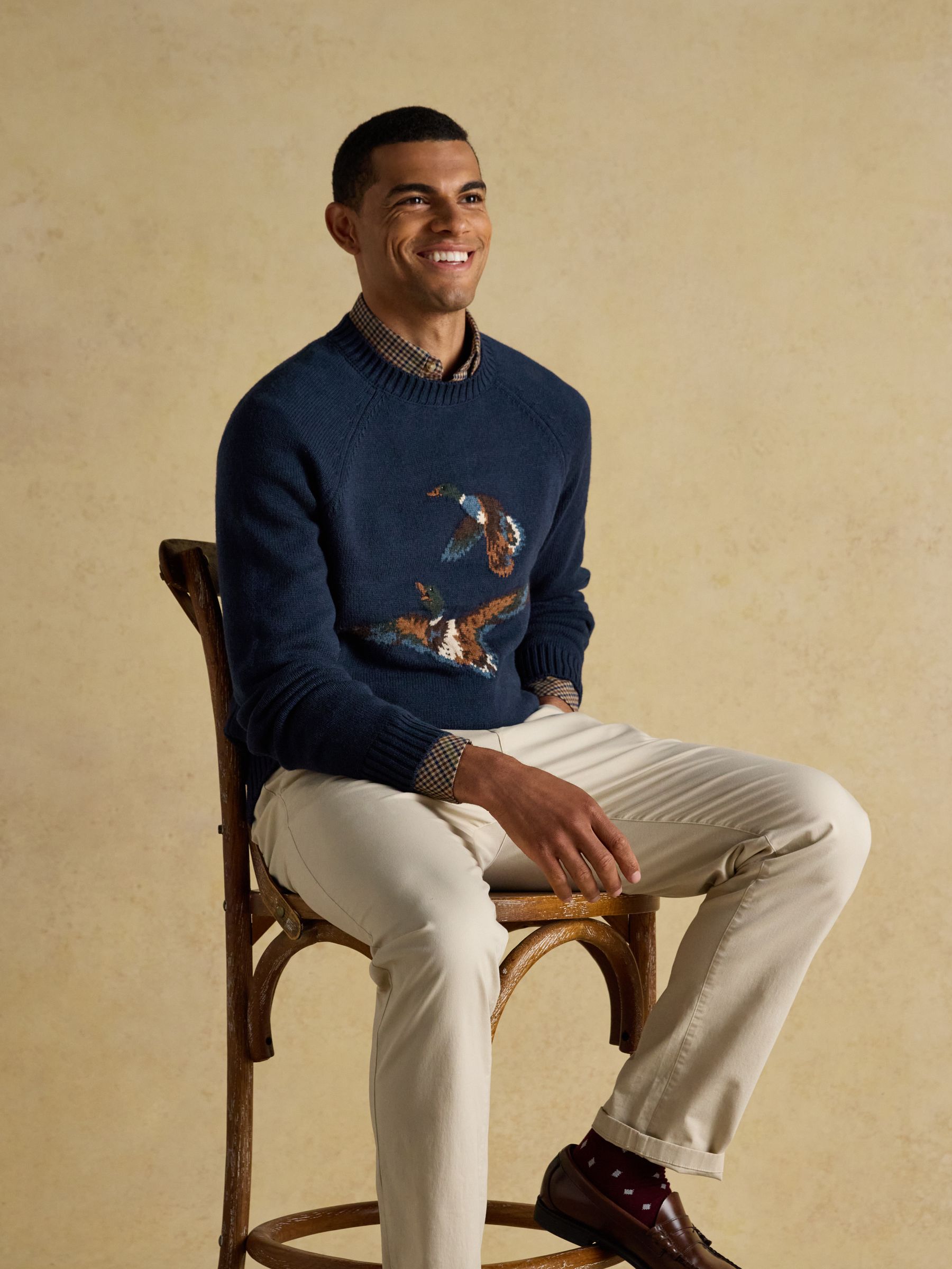 Duck Intarsia Blue Crew Neck Jumper - Image 5 of 10