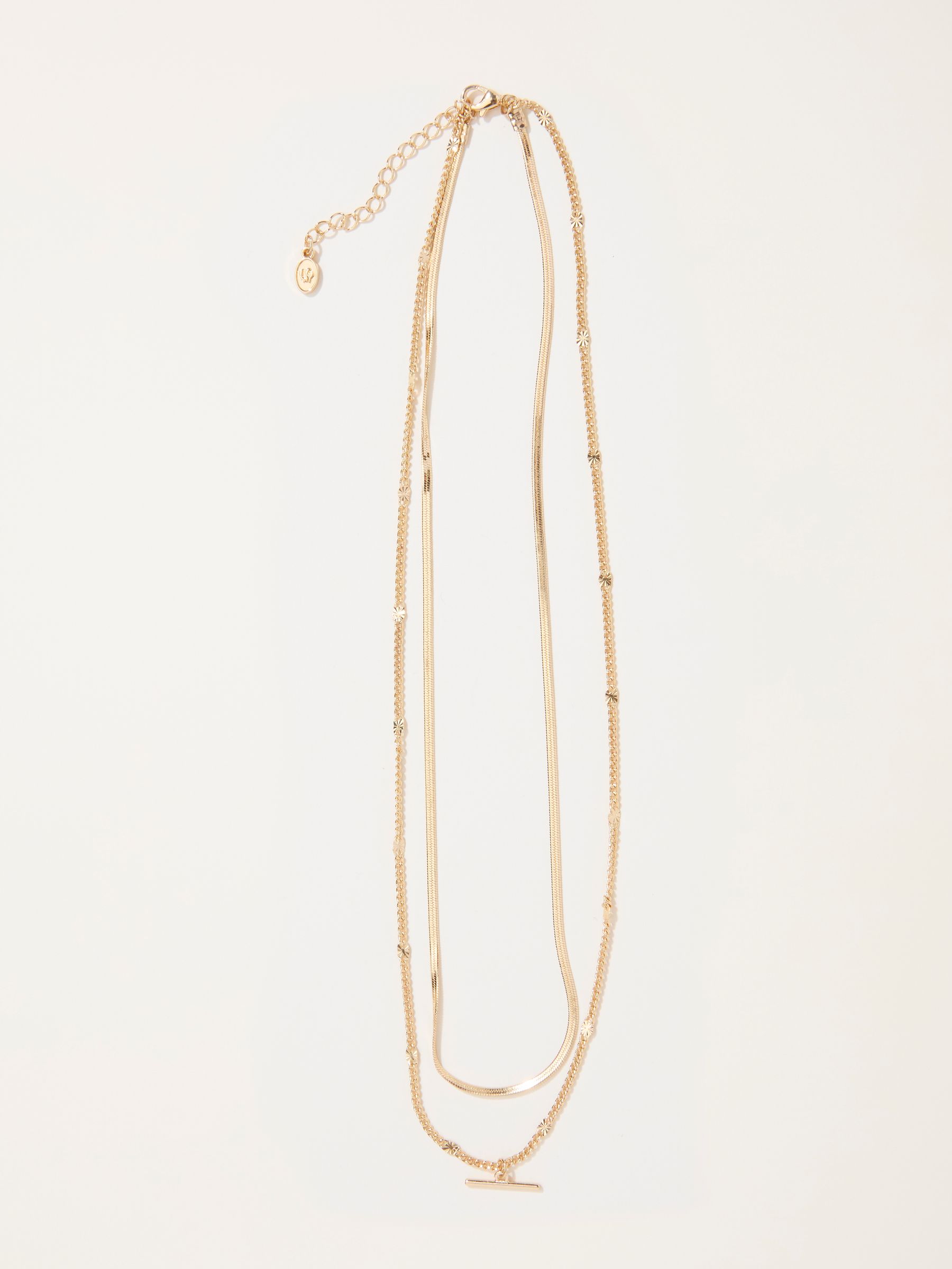 Gold Tone T Bar Layered Necklace - Image 1 of 2