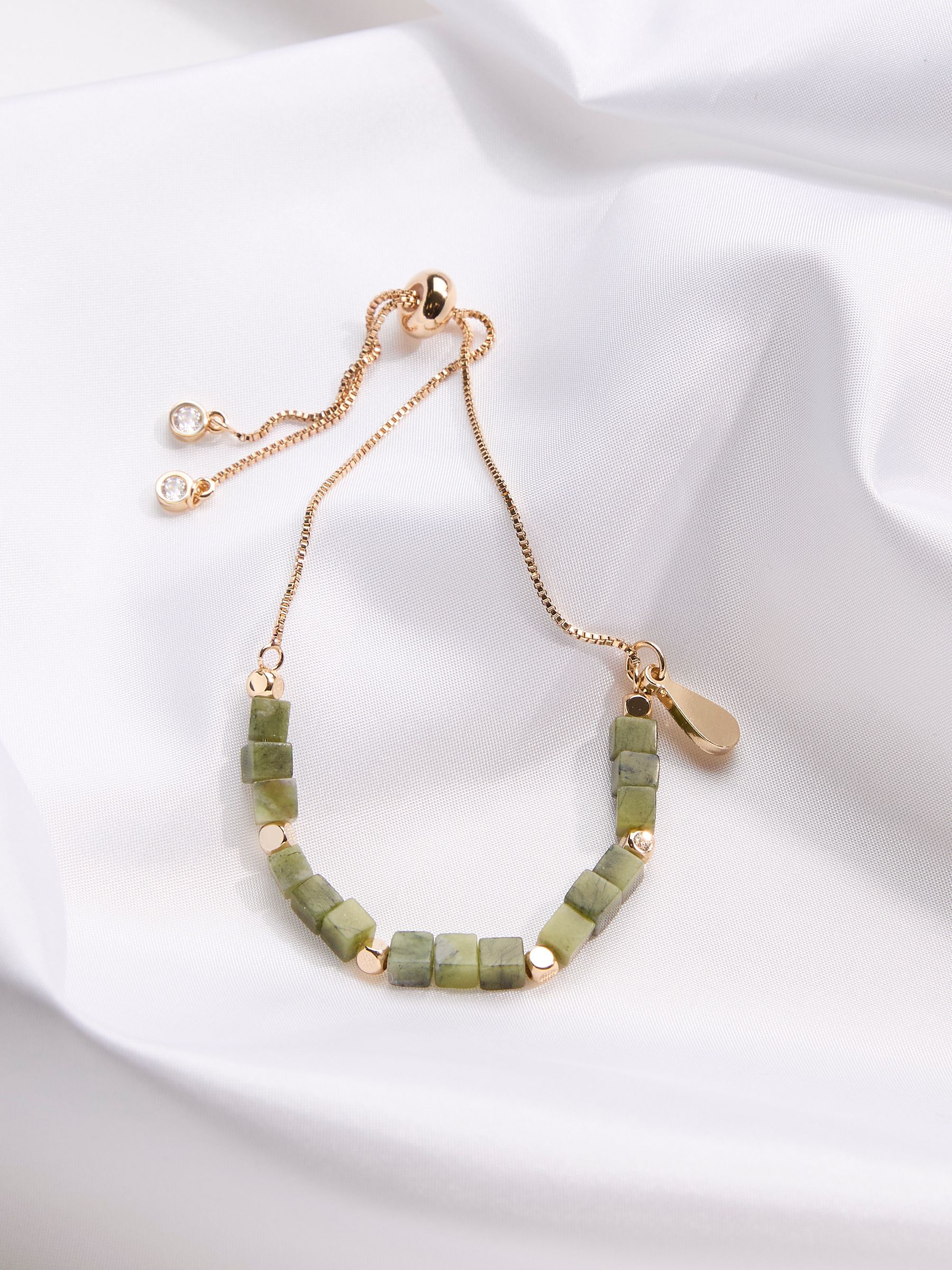 Green Beaded Adjustable Bracelet - Image 1 of 2 Green Beaded Adjustable Bracelet - Image 1 of 2