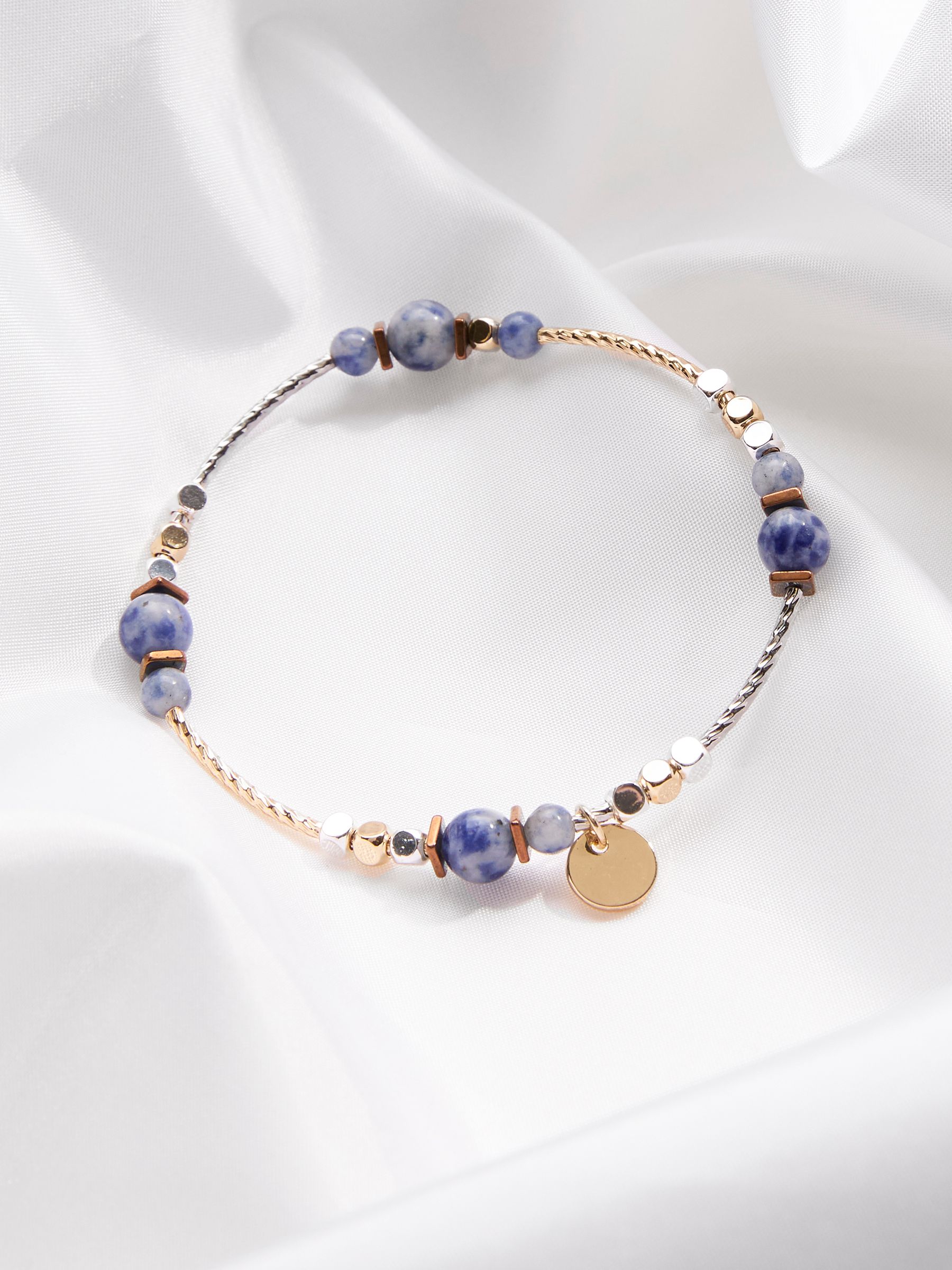 Navy Beaded Stretch Bracelet - Image 2 of 2