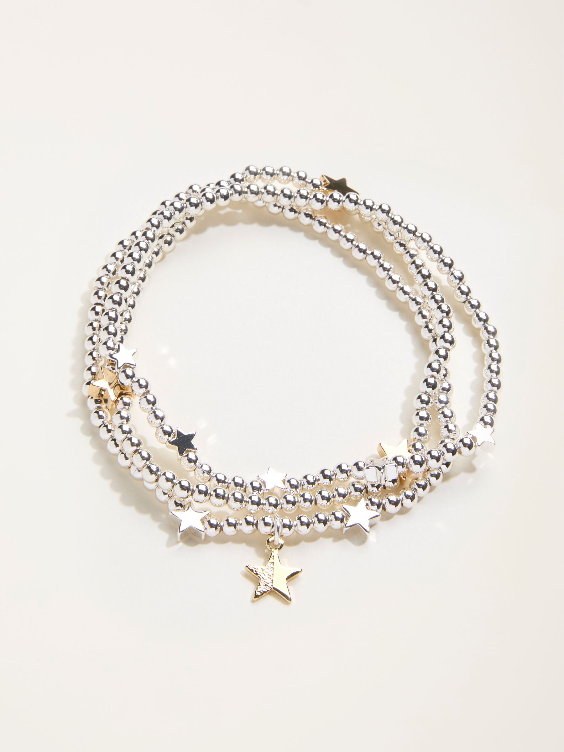 Silver Tone Trio Star Stretch Bracelet - Image 1 of 2