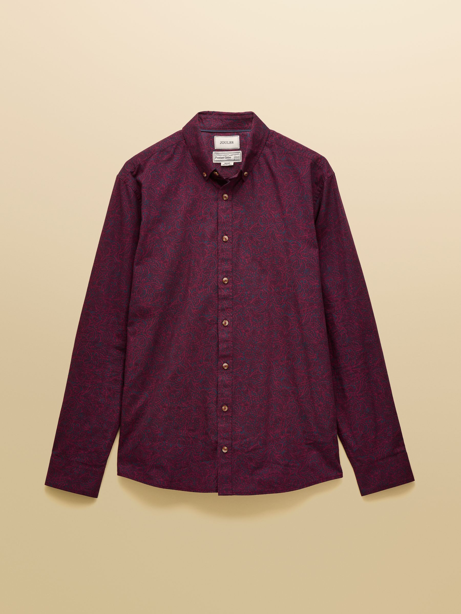 Classic Fit Burgundy Cotton Printed Shirt - Image 10 of 10