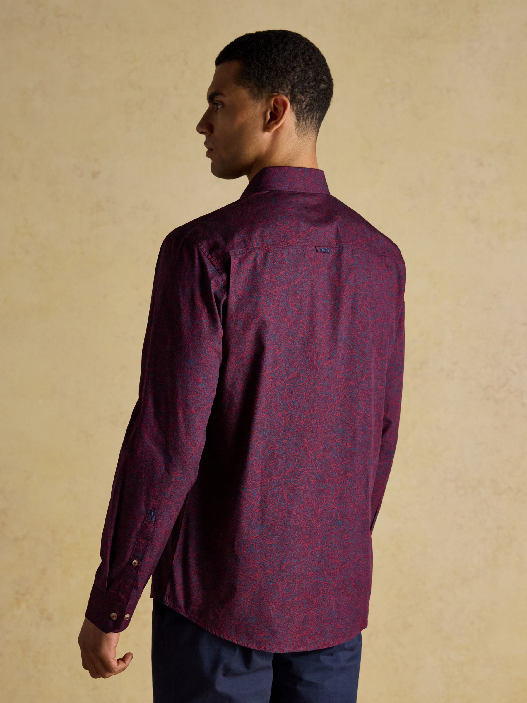Classic Fit Burgundy Cotton Printed Shirt - Image 2 of 10