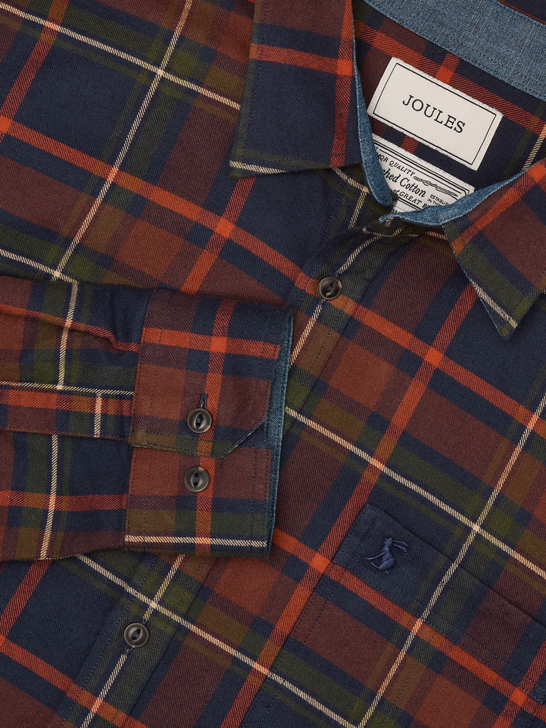 Brushed Flannel Navy Check Cotton Shirt - Image 2 of 11 Brushed Flannel Navy Check Cotton Shirt - Image 2 of 11