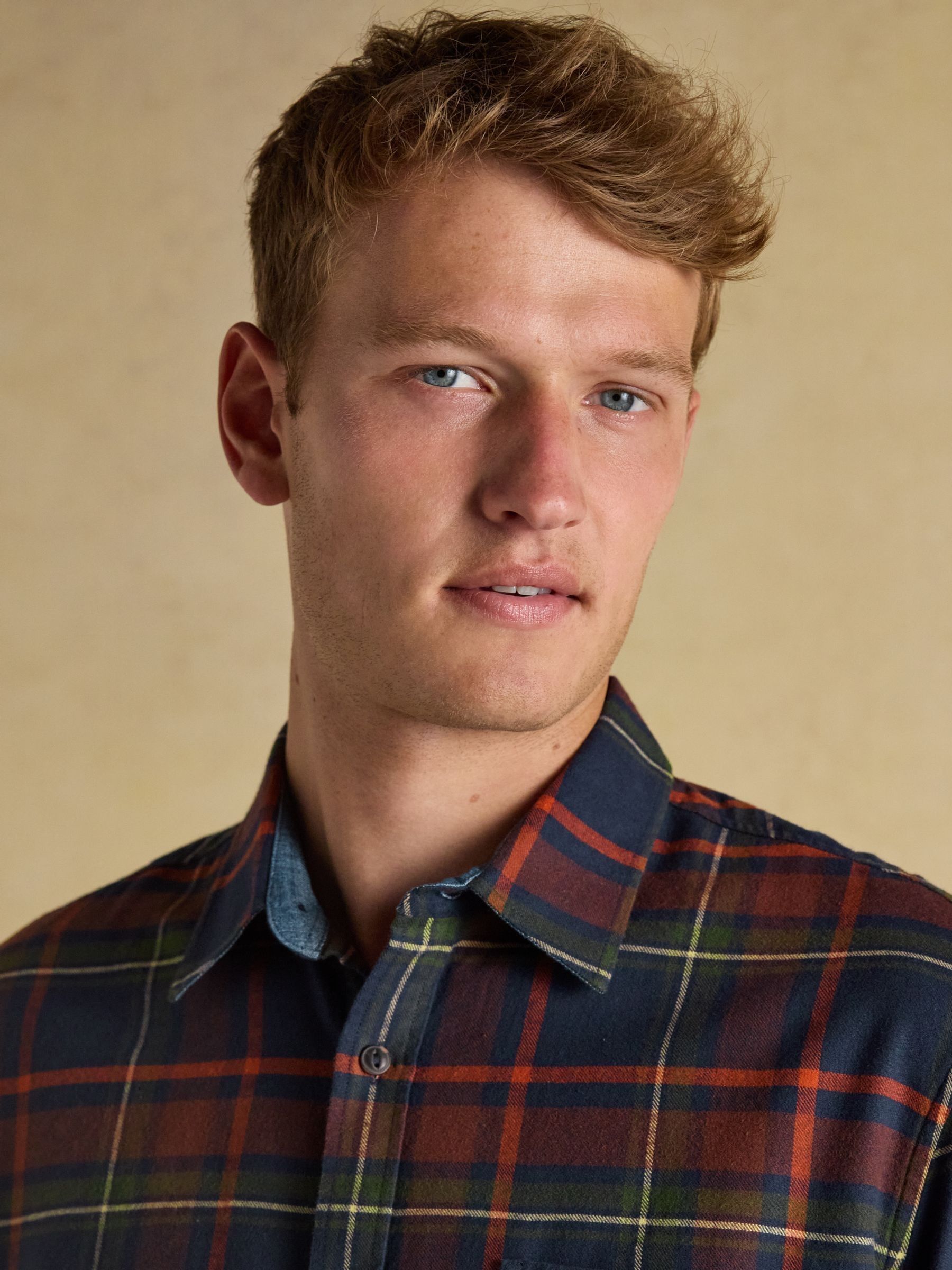 Brushed Flannel Navy Check Cotton Shirt - Image 4 of 11