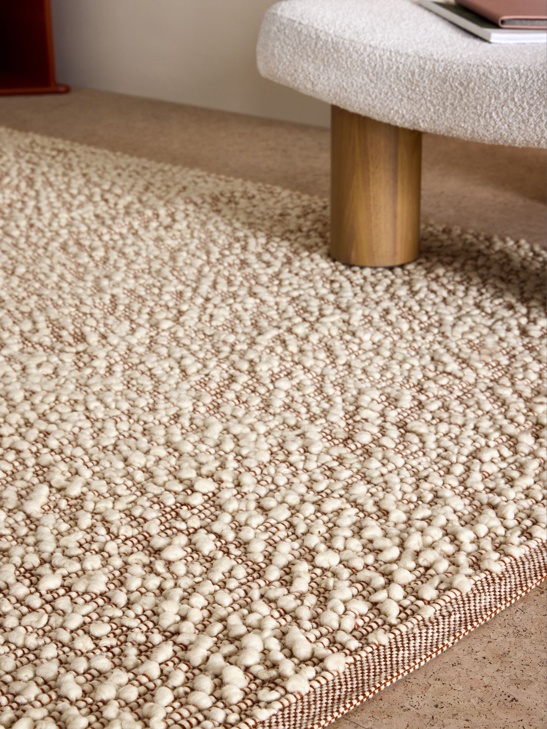 Claude Boucle Wool Rug in Rust - Image 3 of 5
