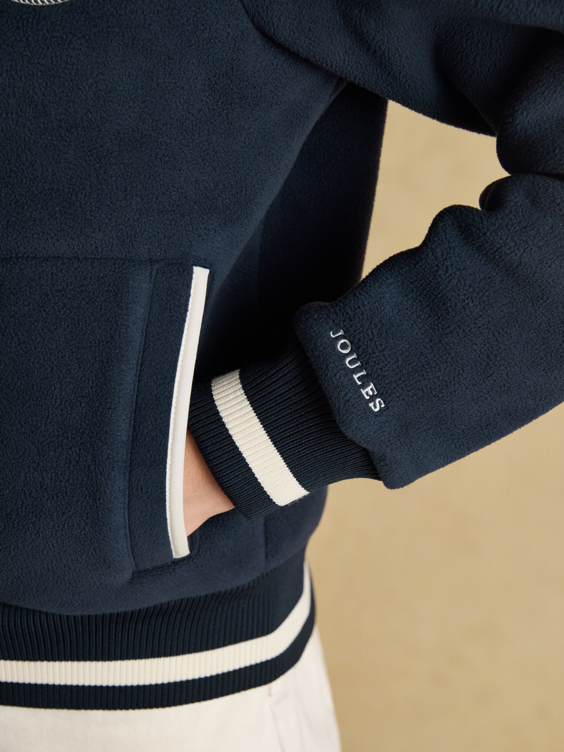 Margot Navy Varsity Fleece Bomber Jacket - Image 10 of 11
