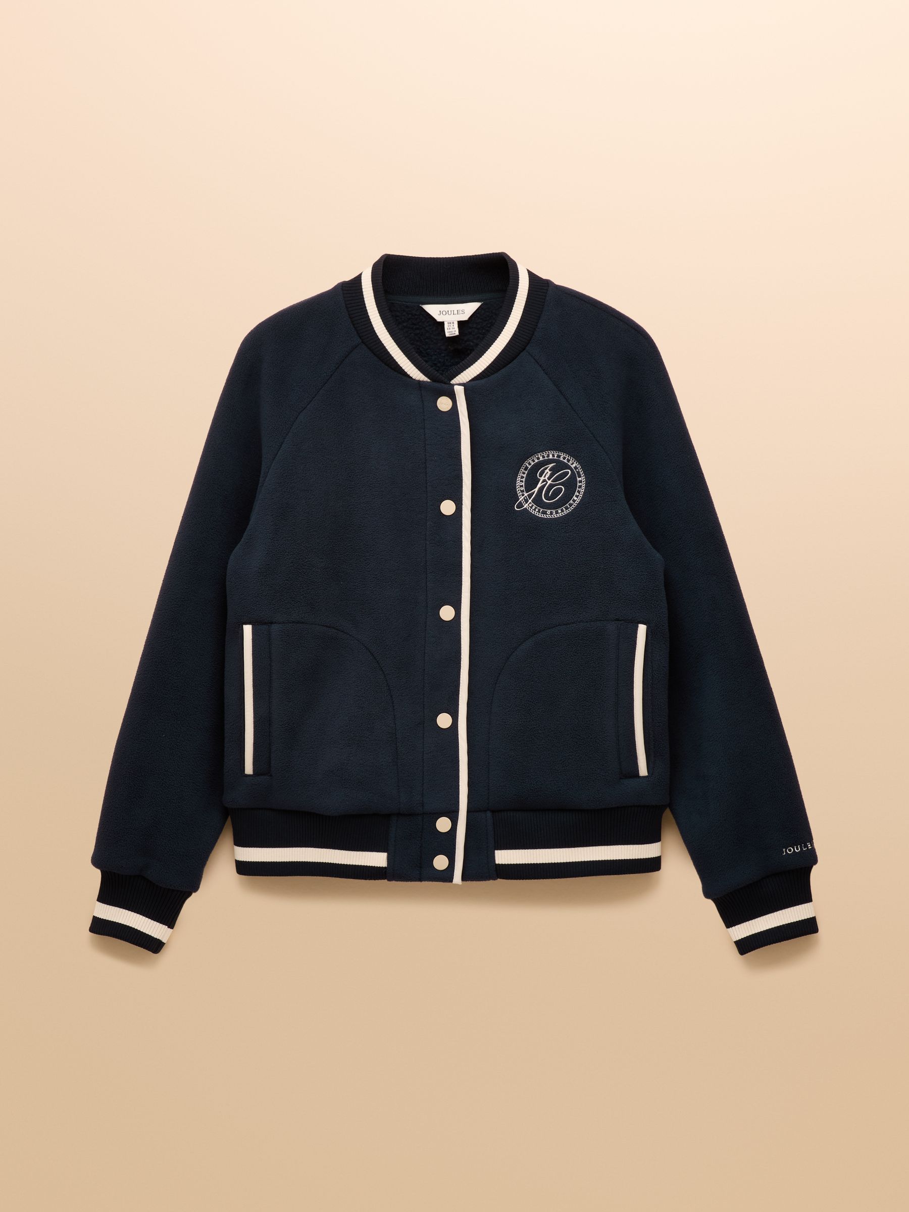 Margot Navy Varsity Fleece Bomber Jacket - Image 11 of 11