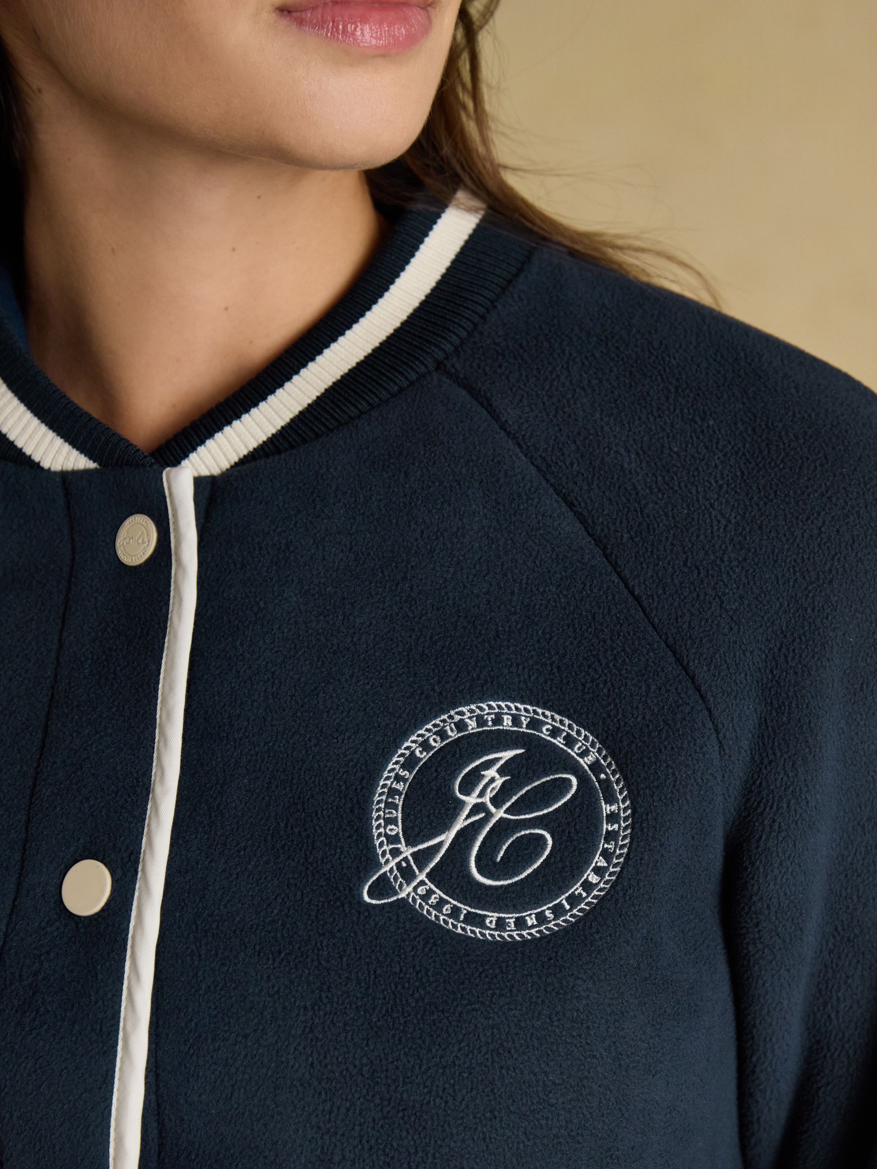 Margot Navy Varsity Fleece Bomber Jacket - Image 9 of 11