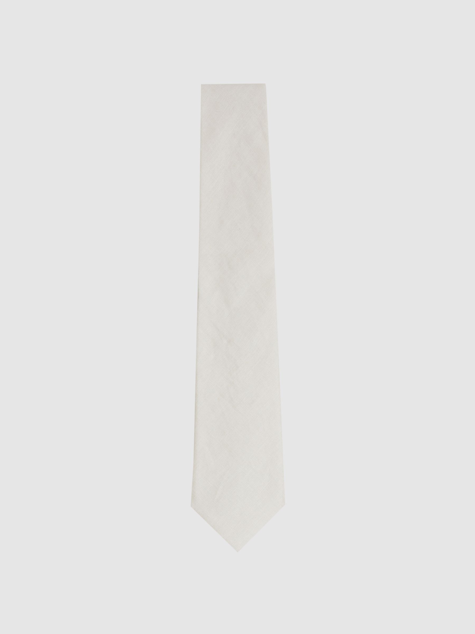 Linen Textured Tie in Ecru - Image 1 of 5