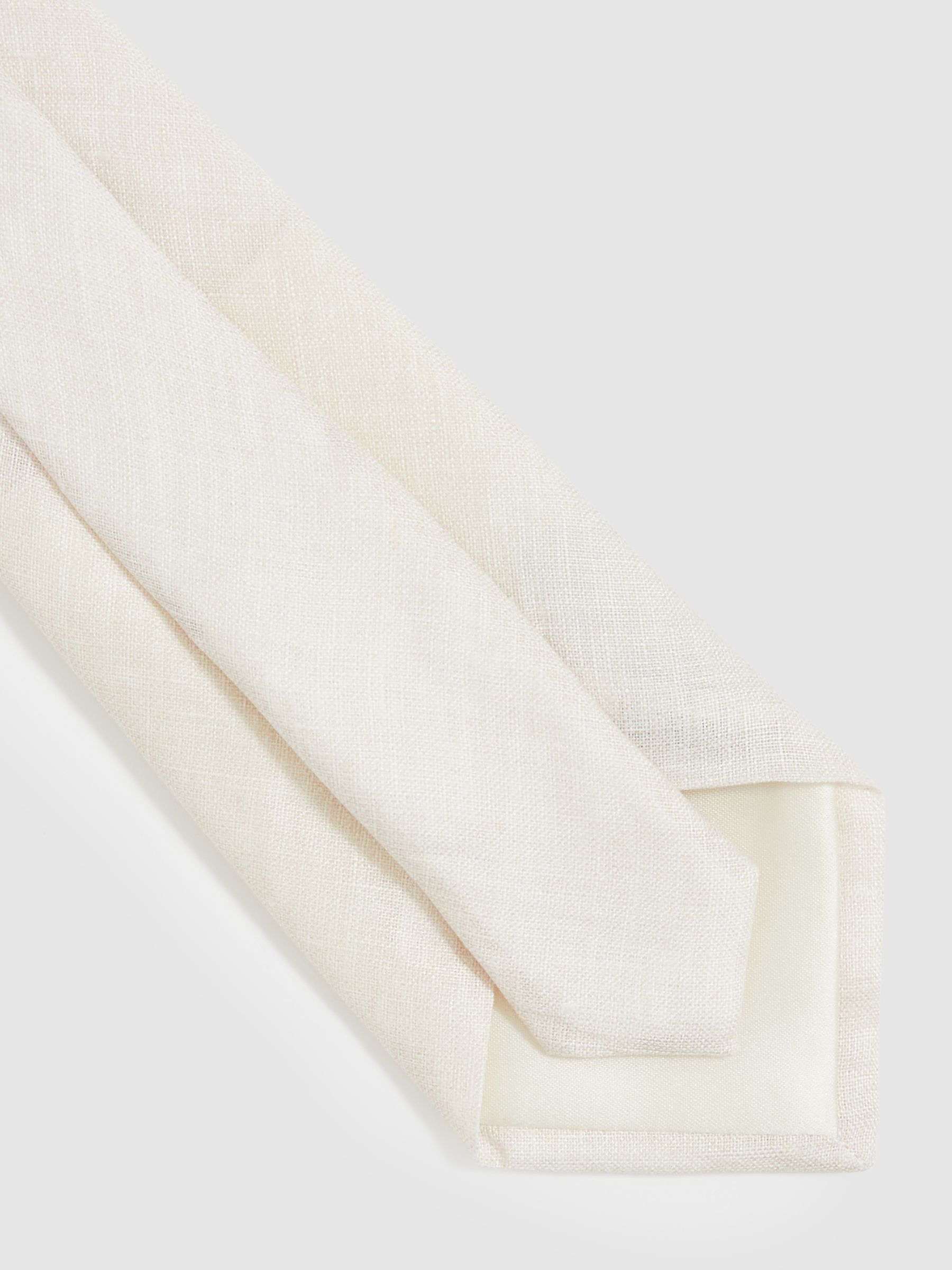 Linen Textured Tie in Ecru - Image 4 of 5