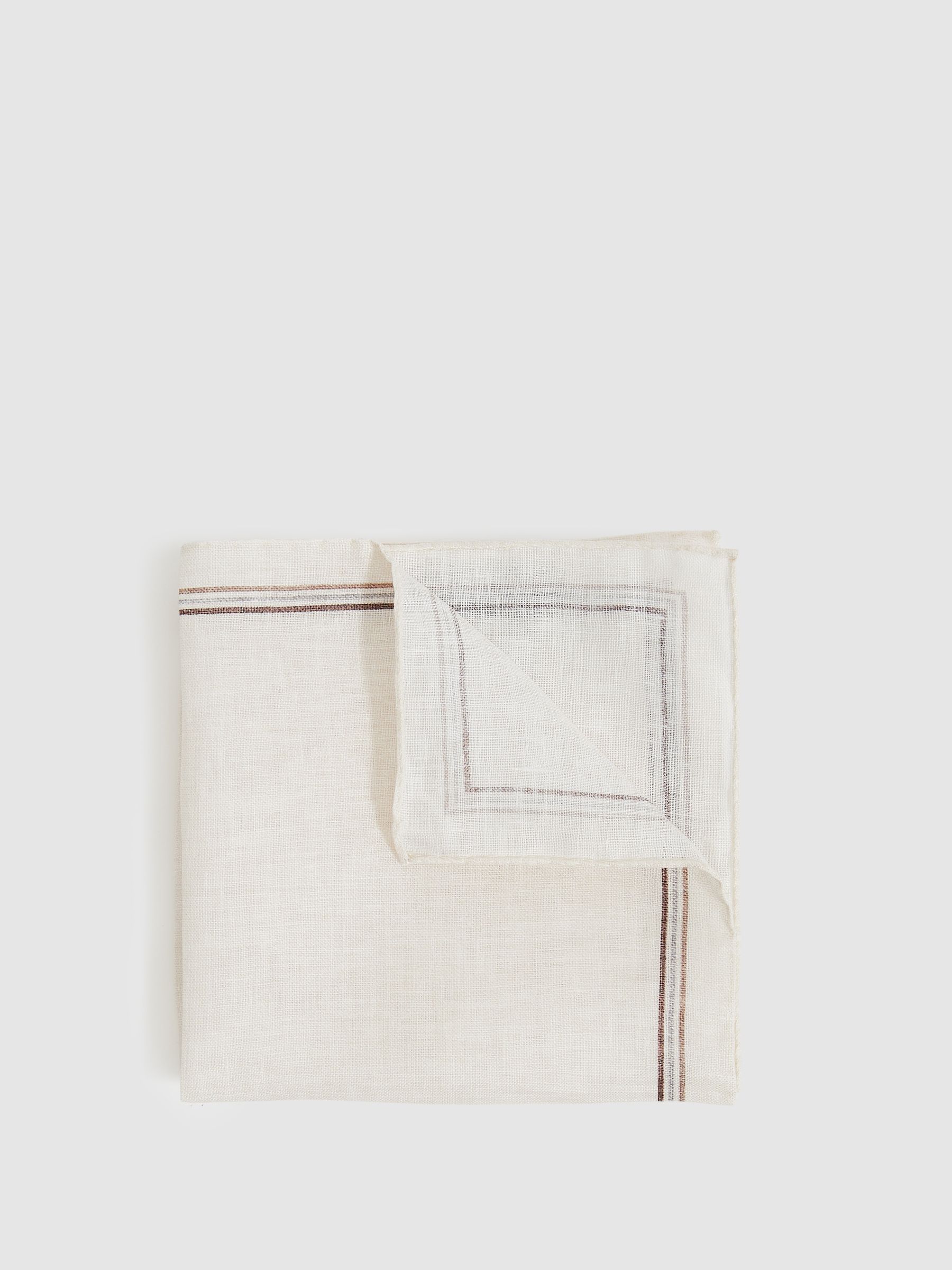 Linen Pocket Square in Ecru - Image 1 of 3